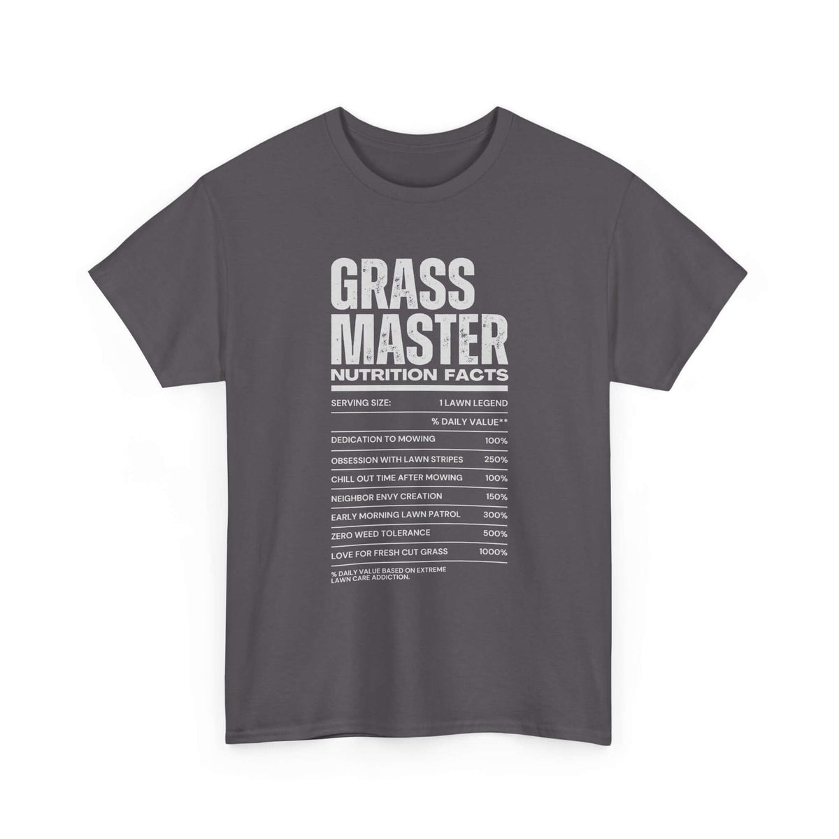 Grass Master Nutrition Facts T-Shirt | Funny Lawn Care Gift