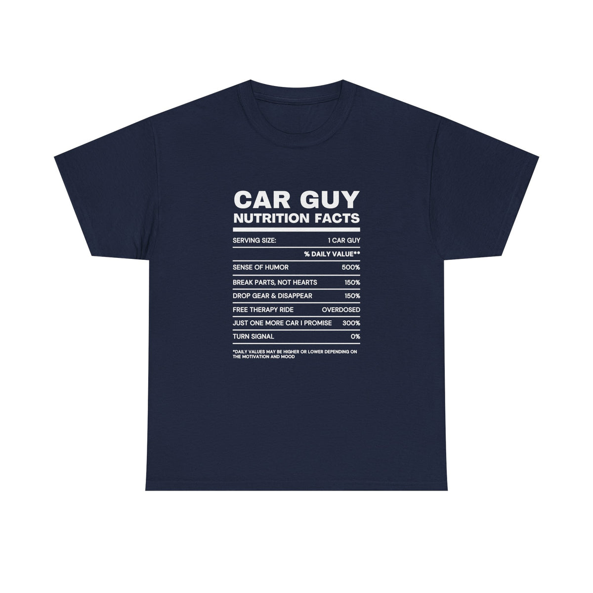 Car Guy Nutrition Facts on model - funny car enthusiast tee
