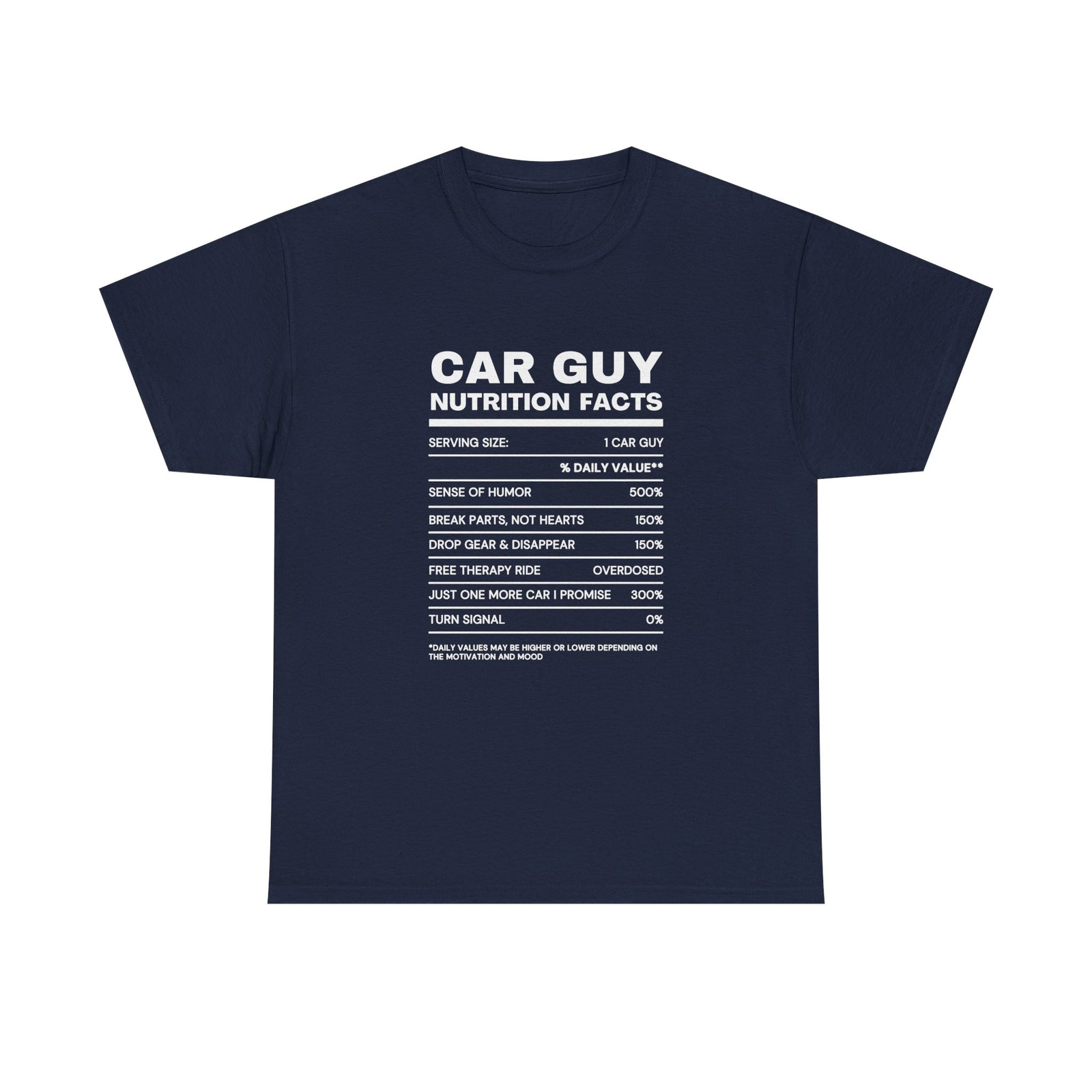 Car Guy Nutrition Facts on model - funny car enthusiast tee