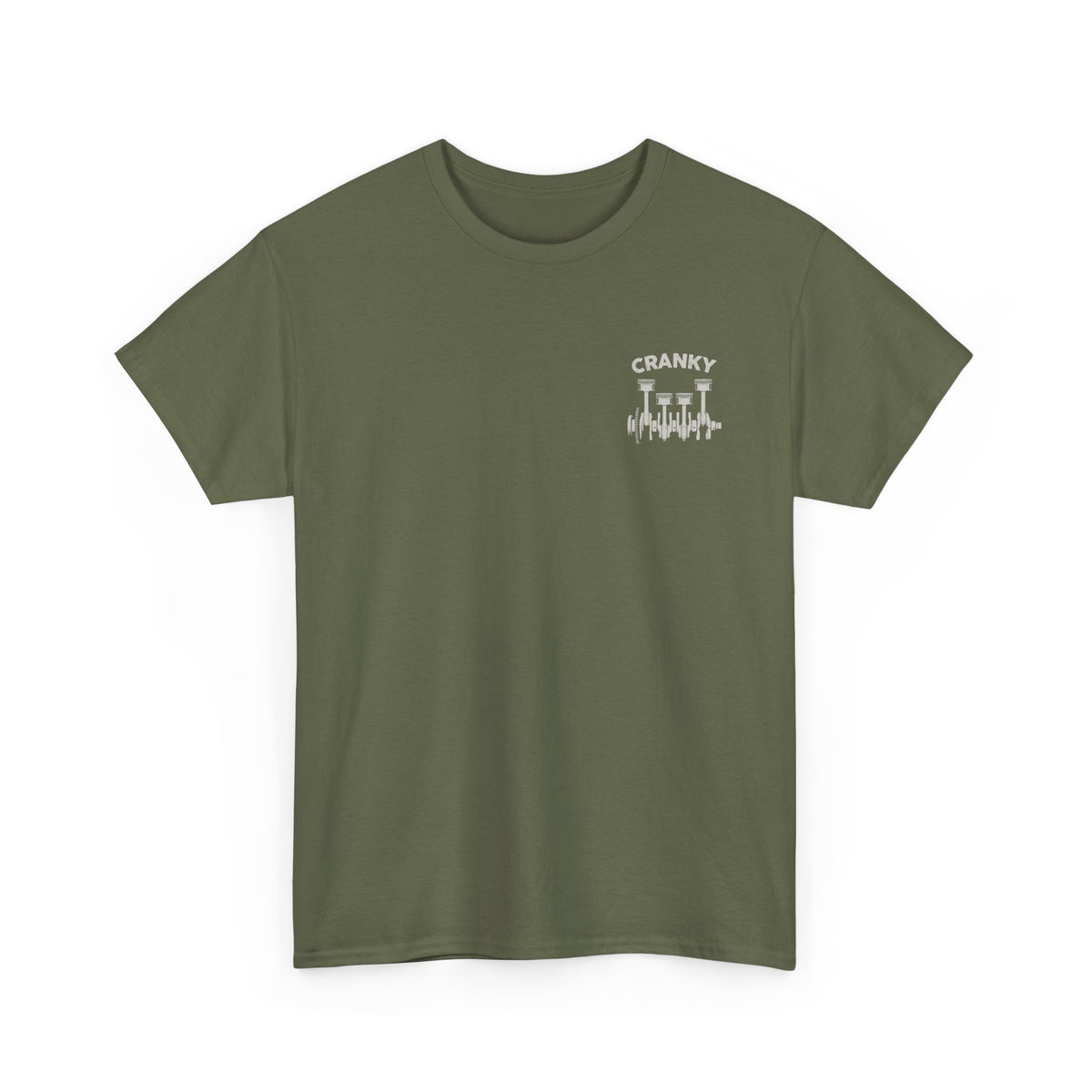 Cranky Minimalist Mechanic T-Shirt | Small Chest Print Crankshaft Tee