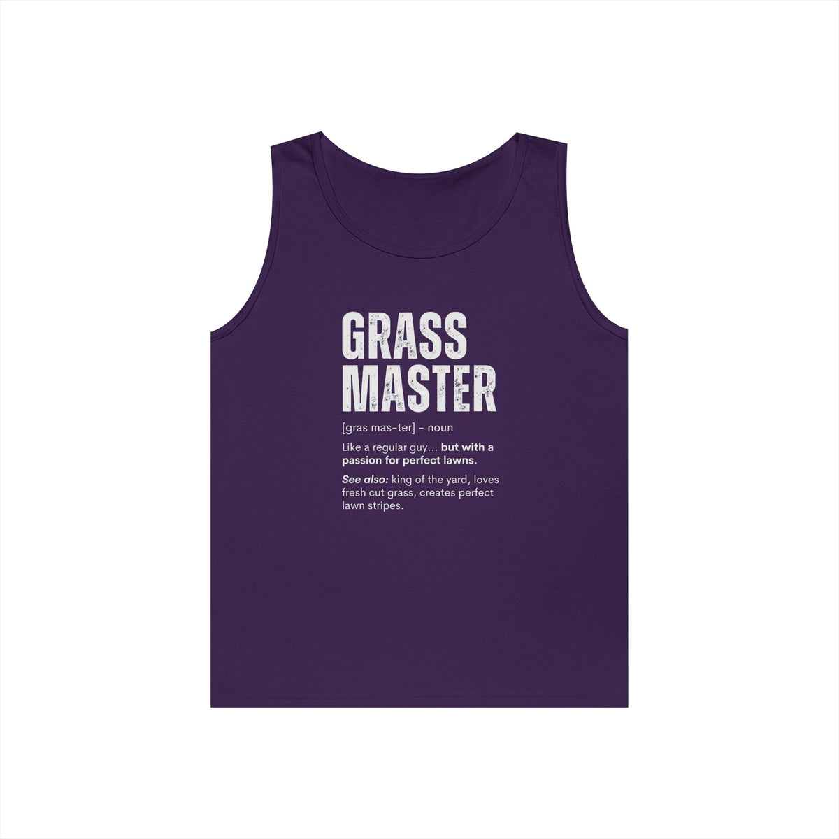 Grass Master Tank Top for Men, Funny Lawn Care Definition Sleeveless Shirt, Mowing Gift, Yard Work Singlet