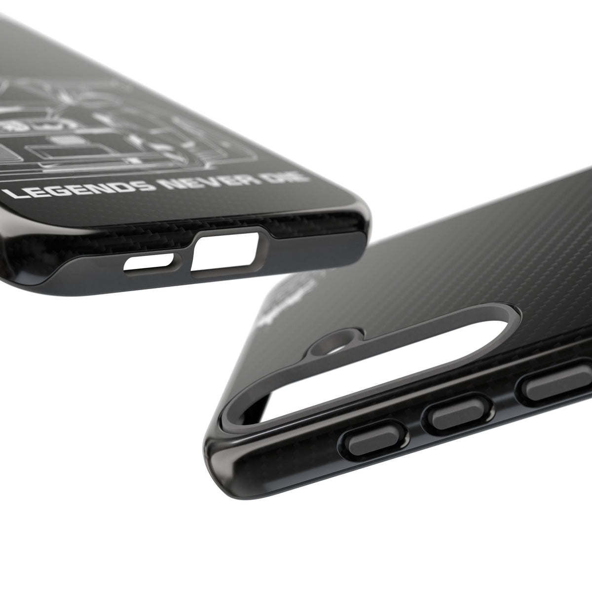 JDM Legends Never Die Tough Phone Case - Samsung Galaxy S25 Plus, glossy, edge and port close-up