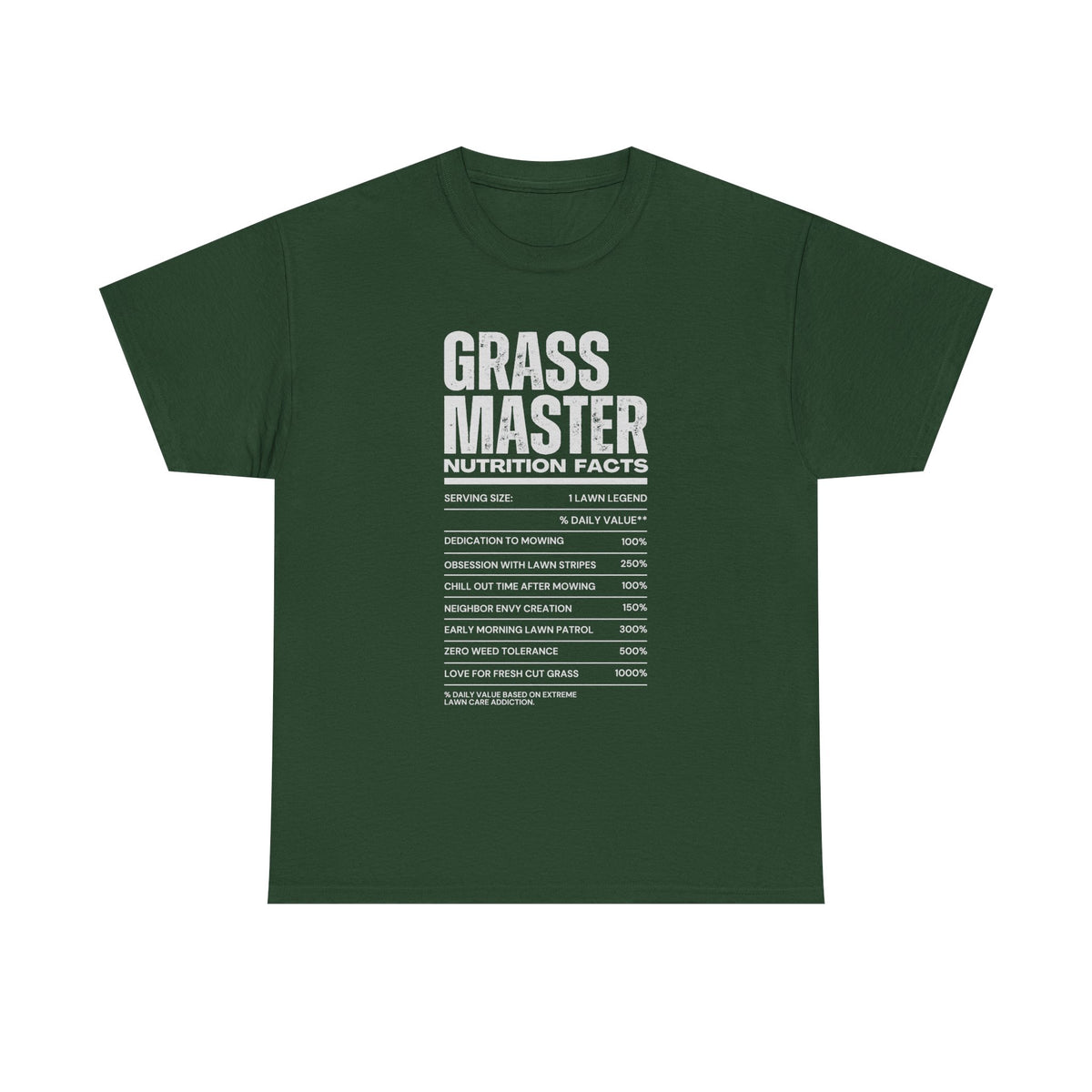 Grass Master Lawn Care Nutrition Facts T-Shirt | Funny Mowing Tee