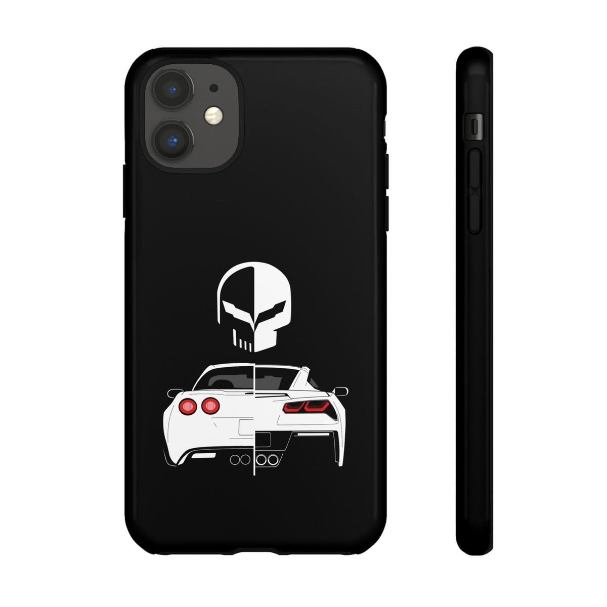 Corvette Punisher Skull Tough Phone Case | Muscle Car Guy Gift