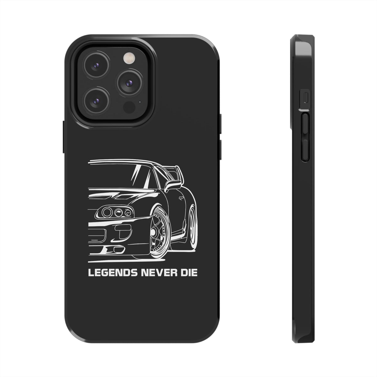 JDM Legends Never Die Phone Case shirt detail - petrolhead gift tee