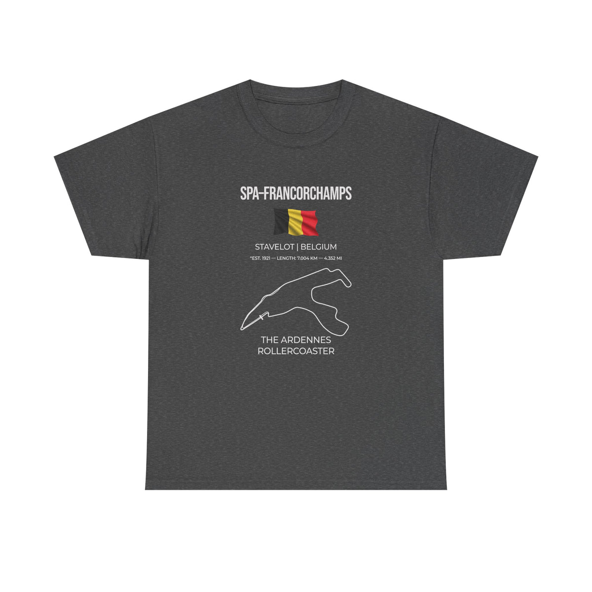 Spa-Francorchamps F1 Racing Track T-Shirt on model