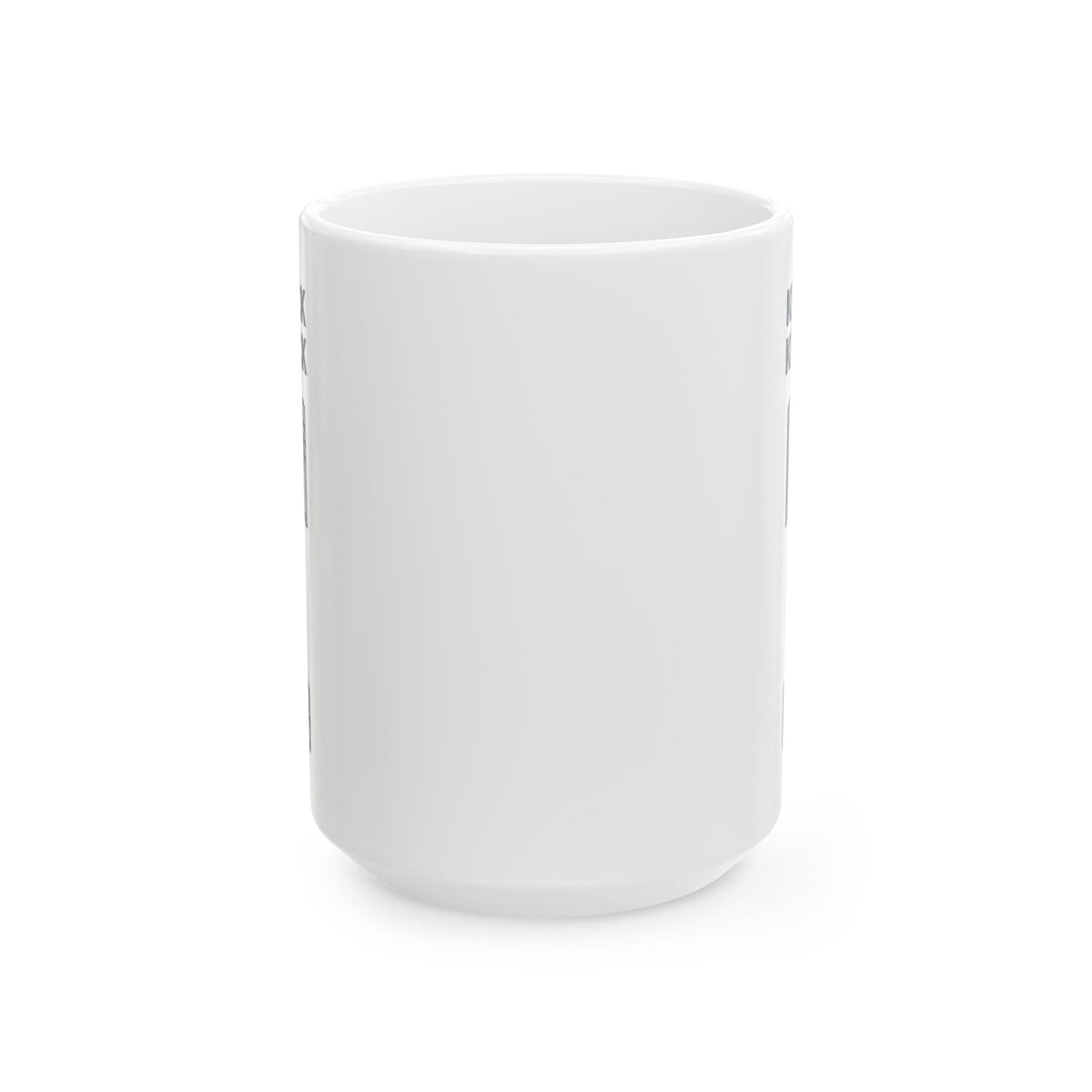 Knock Knock Broken Piston Coffee Mug - 15oz white coffee mug, front view with print on both sides