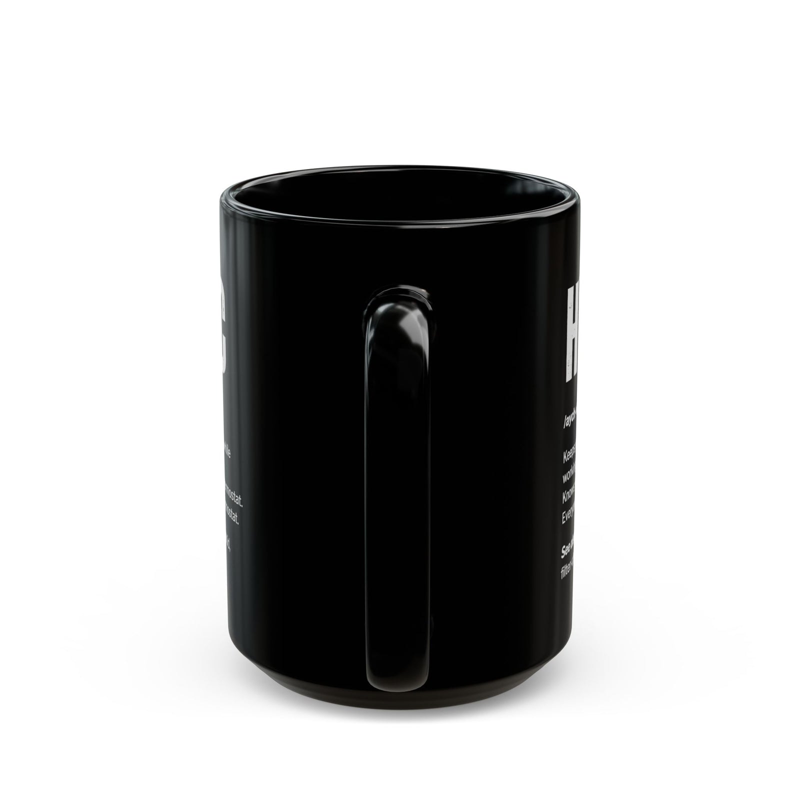 HVAC Definition Coffee Mug - 15oz black coffee mug, handle facing front
