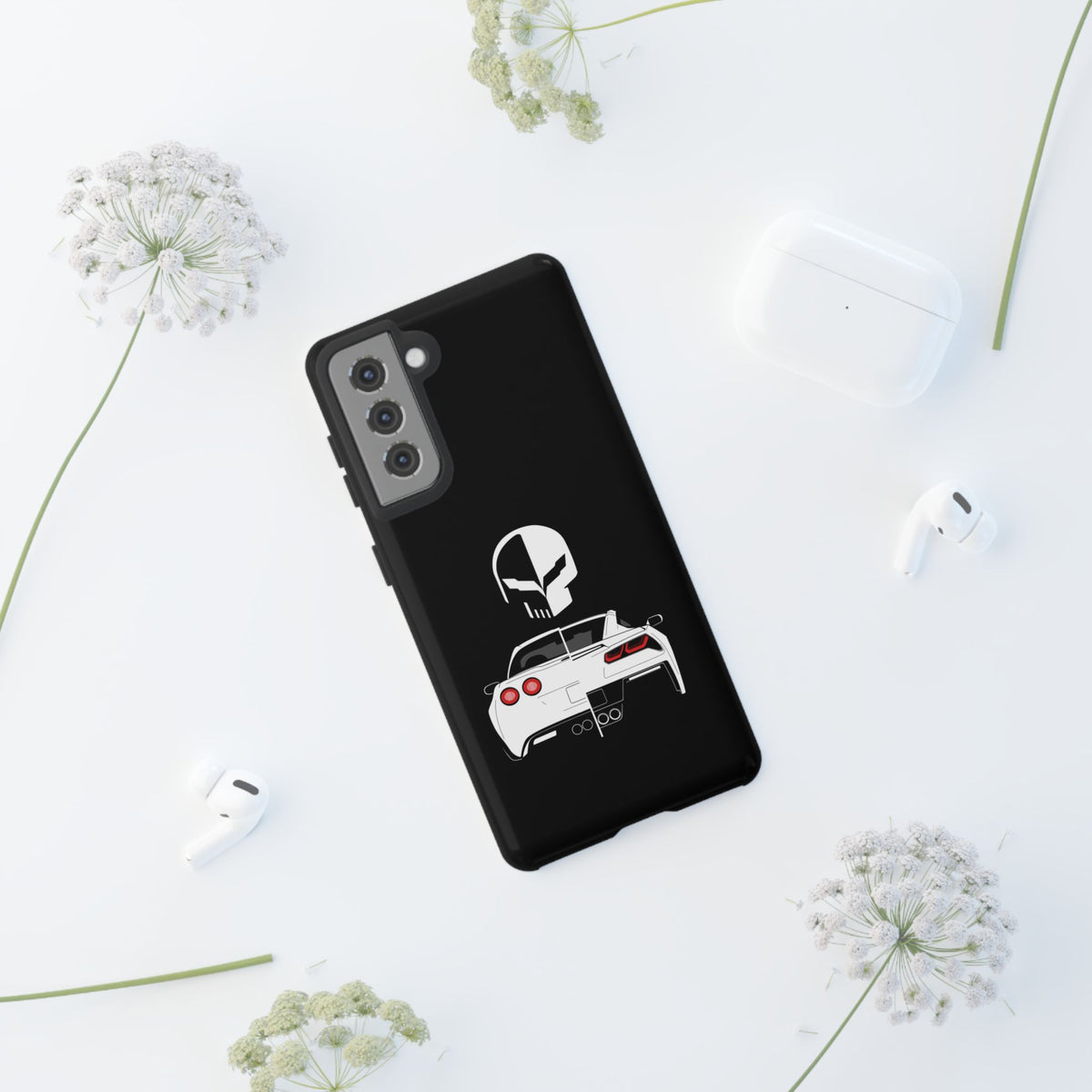 Corvette Punisher Skull Tough Phone Case | Muscle Car Guy Gift
