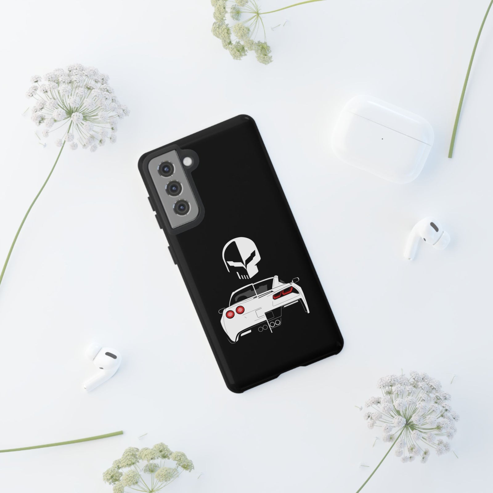 Corvette Punisher Skull Tough Phone Case | Muscle Car Guy Gift
