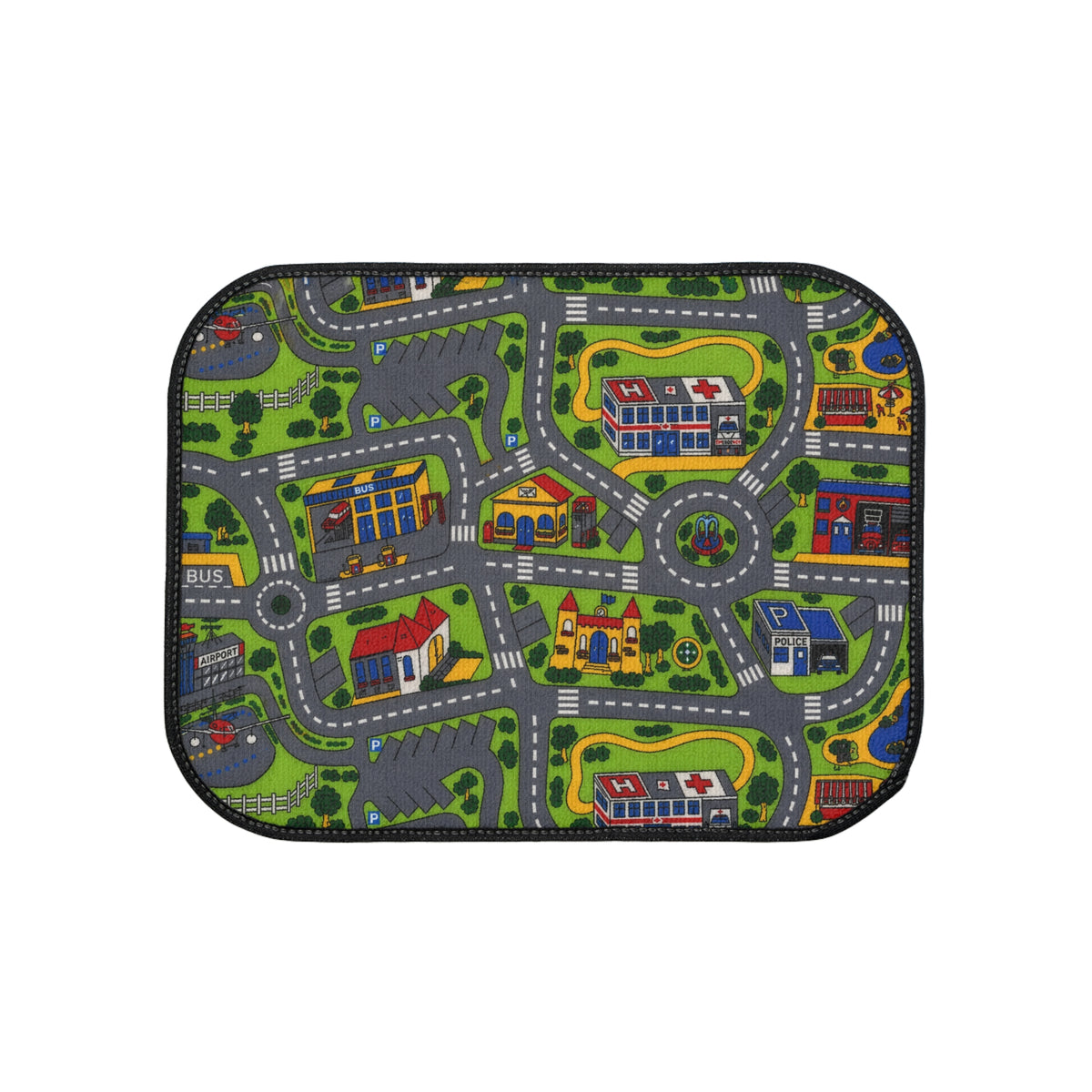 City Carpet car floor mat front view | Nostalgia road play mat | 365CarMods