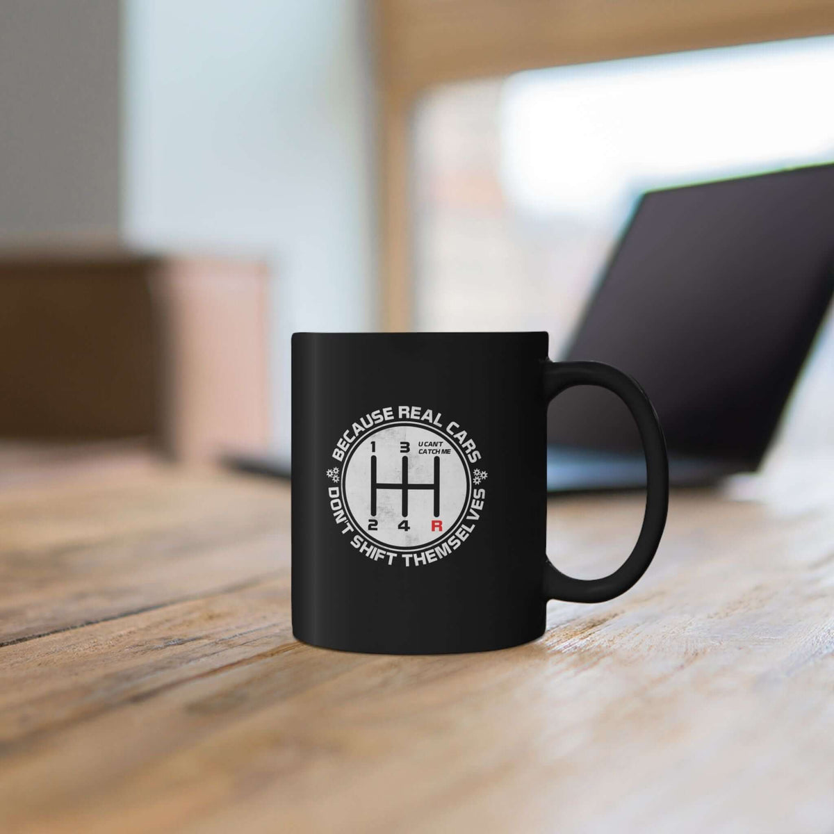 Real Cars Don't Shift Themselves Mug mug handle view - car lover gift