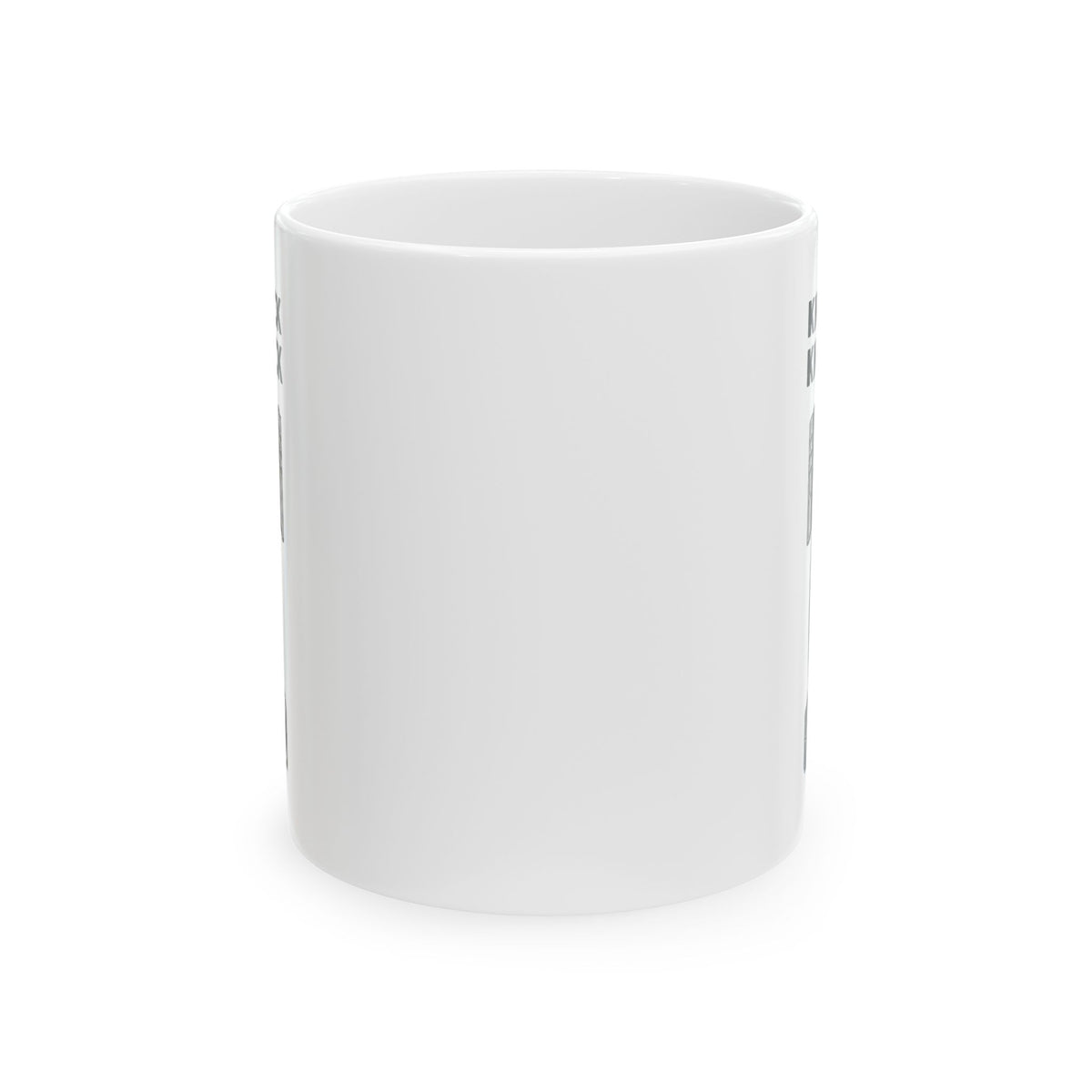 Knock Knock Broken Piston Coffee Mug - 11oz white coffee mug, front view with print on both sides