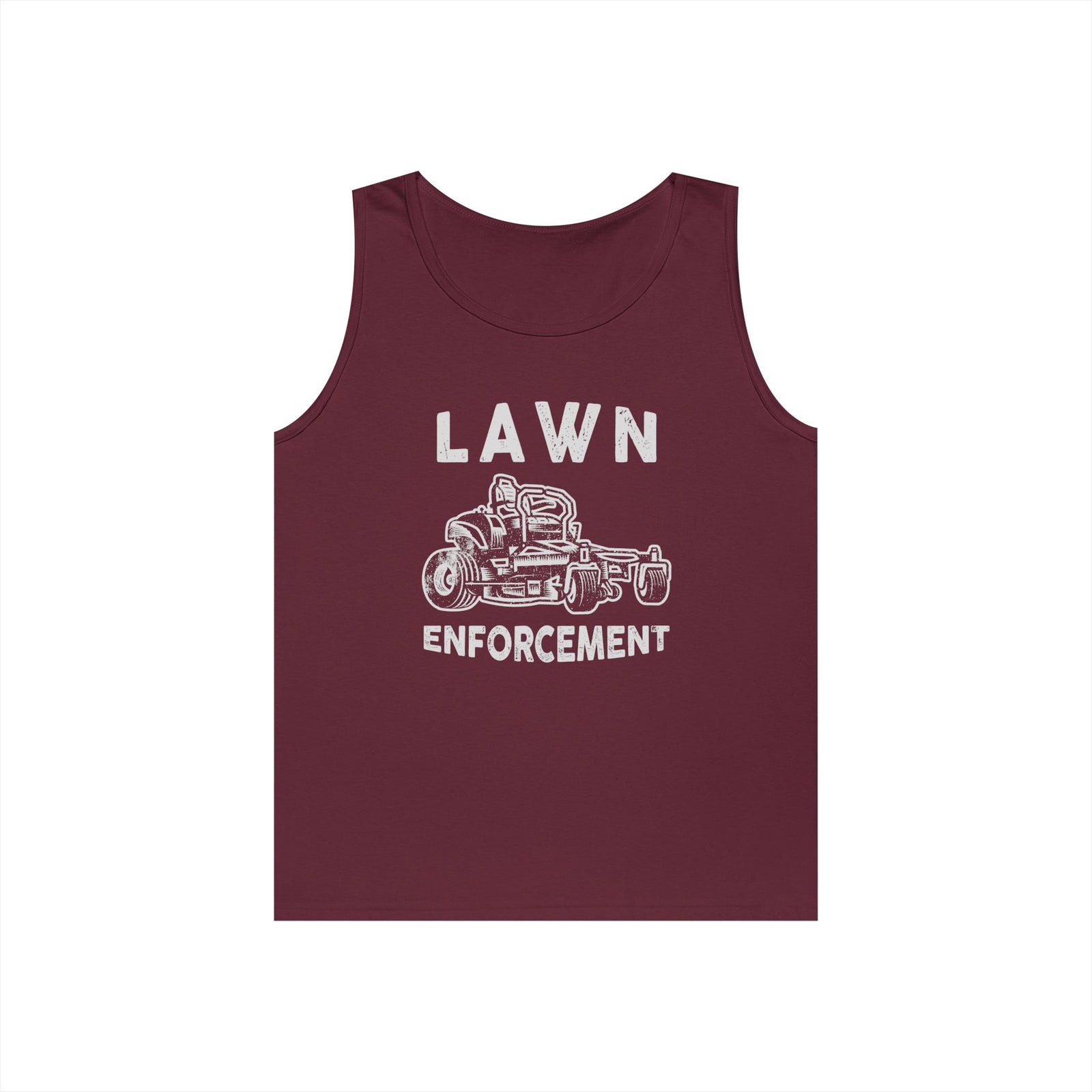 Lawn Enforcement Tank Top for Men, Funny Mowing Officer Sleeveless Shirt, Zero Turn Mower Gift, Gardener Singlet