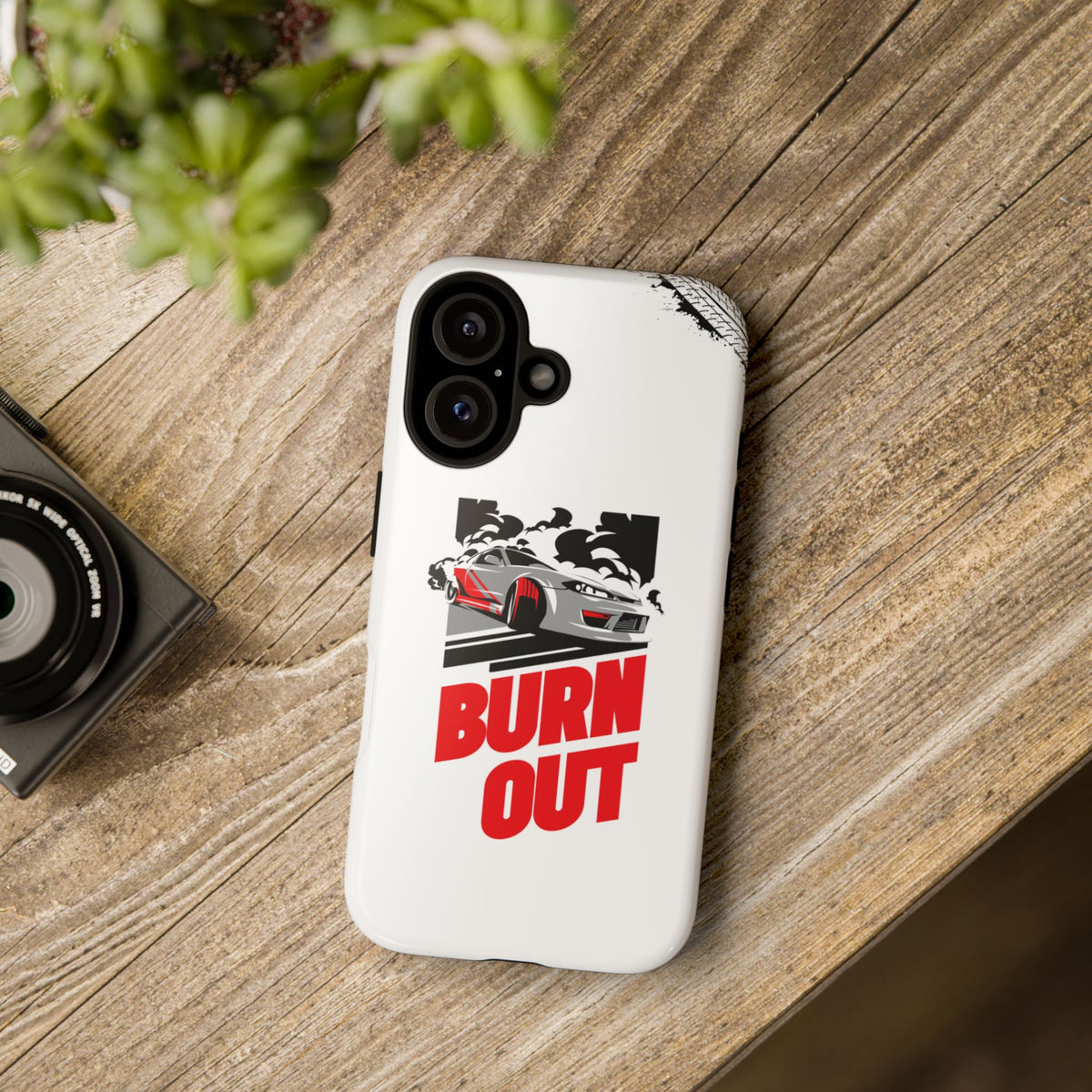 JDM Burnout Tough Car Phone Case - iPhone 16, glossy, lifestyle photo