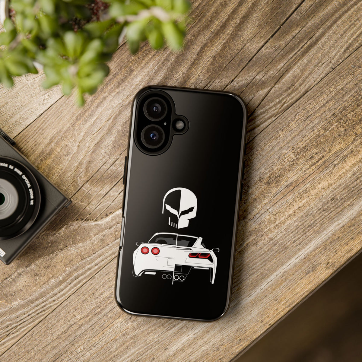 Corvette Punisher Skull Tough Phone Case | Muscle Car Guy Gift