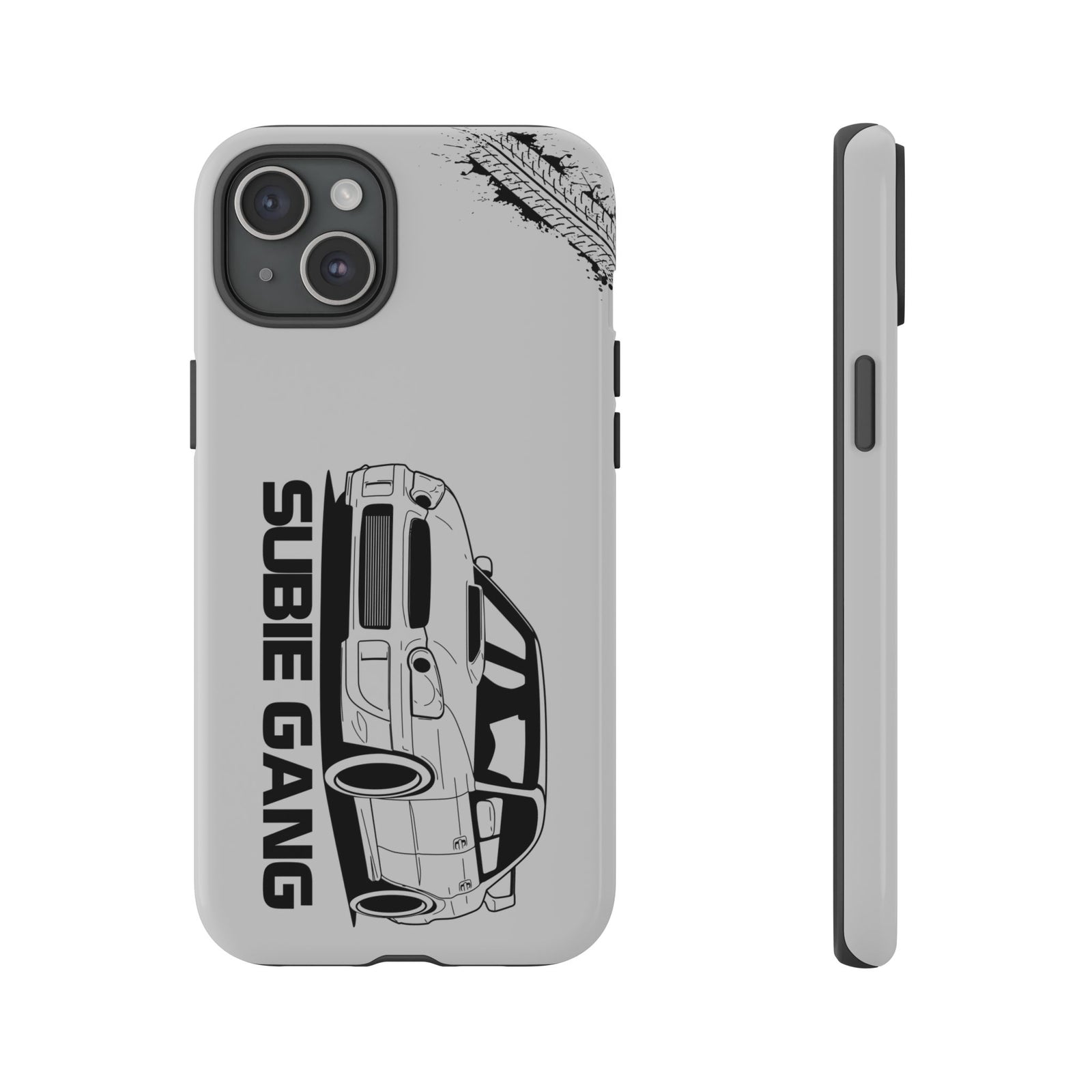 JDM Gang Tough Phone Case - iPhone 15 Plus, glossy, front and side view