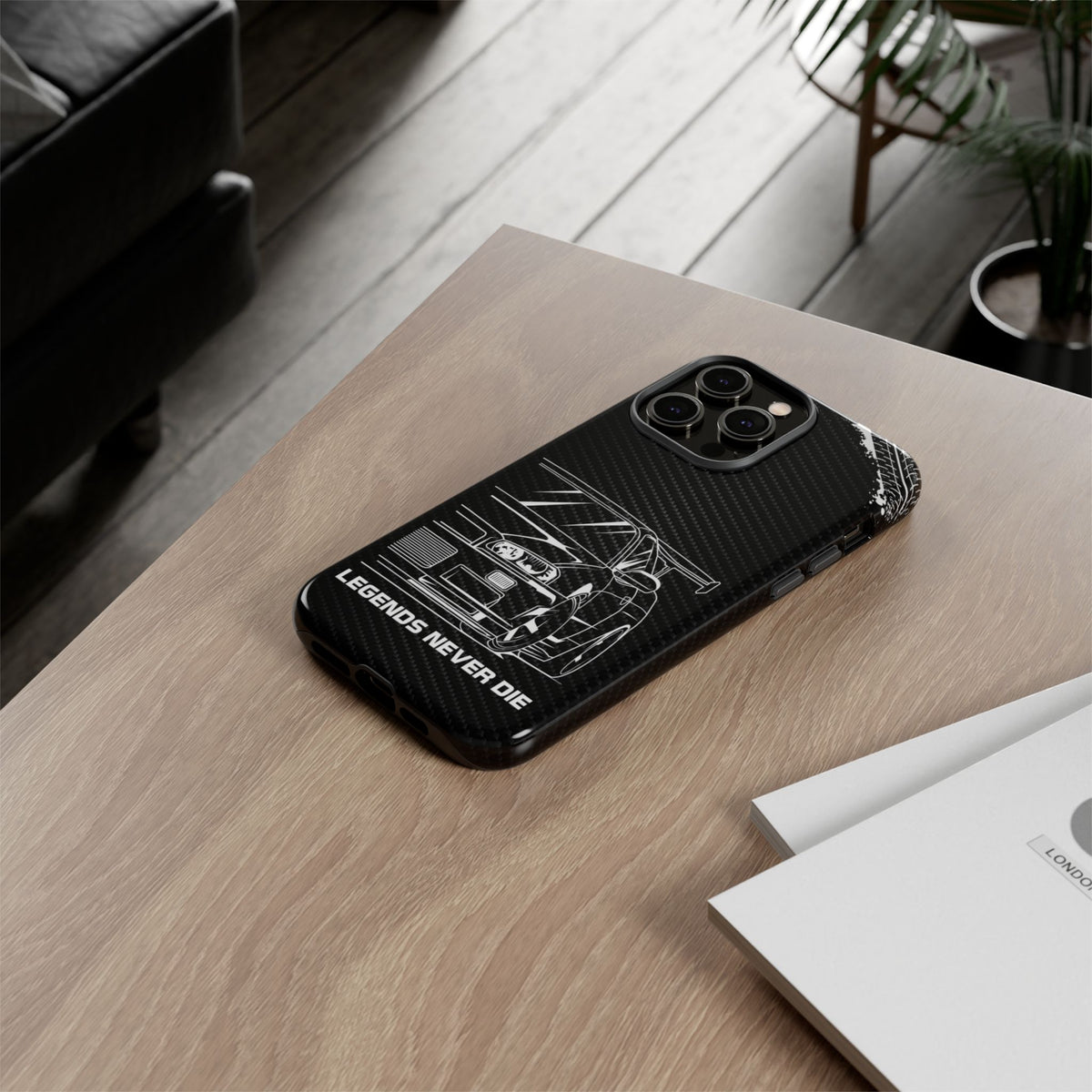 JDM Legends Never Die Tough Phone Case - iPhone 14 Pro Max, glossy, lifestyle photo