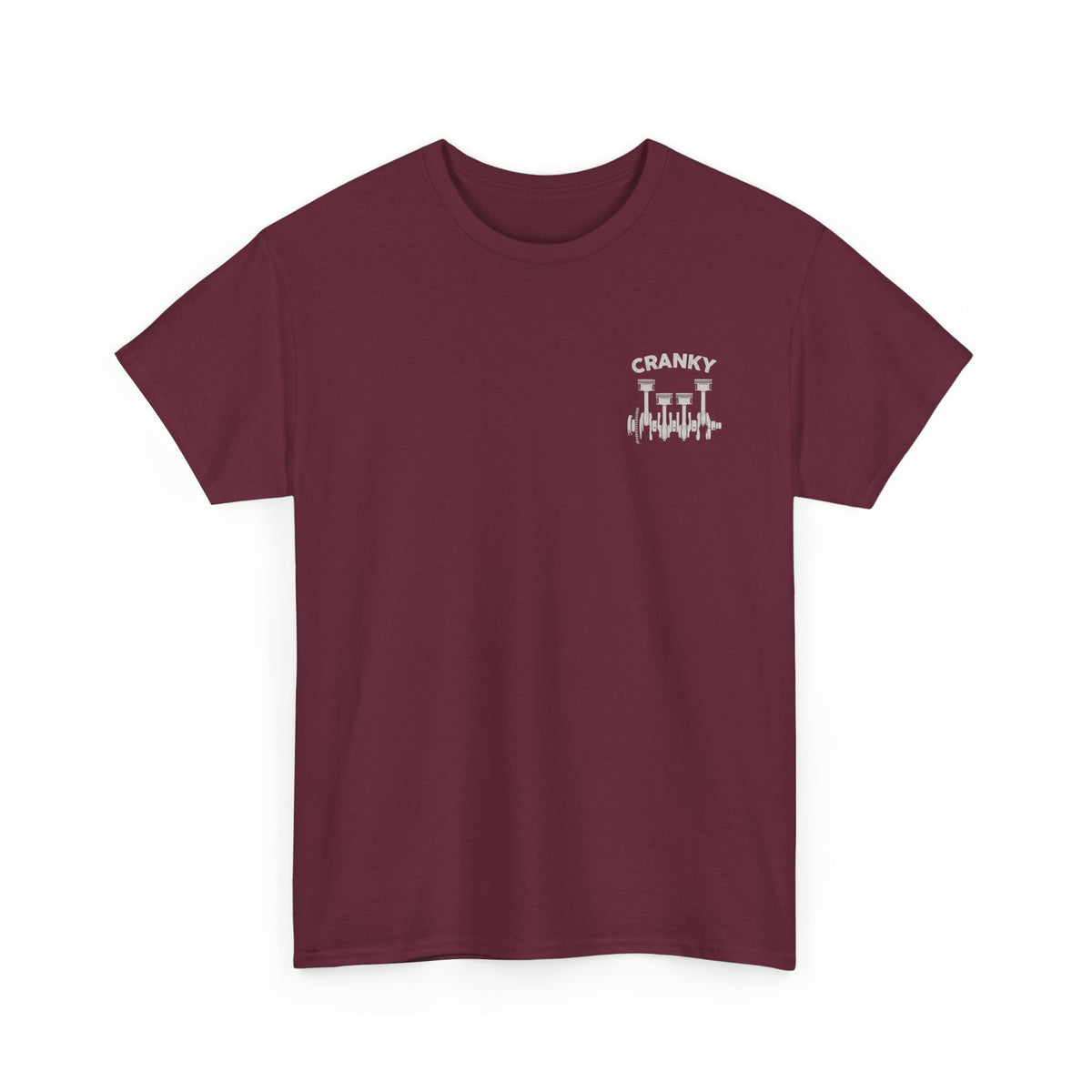 Cranky Minimalist Mechanic T-Shirt | Small Chest Print Crankshaft Tee