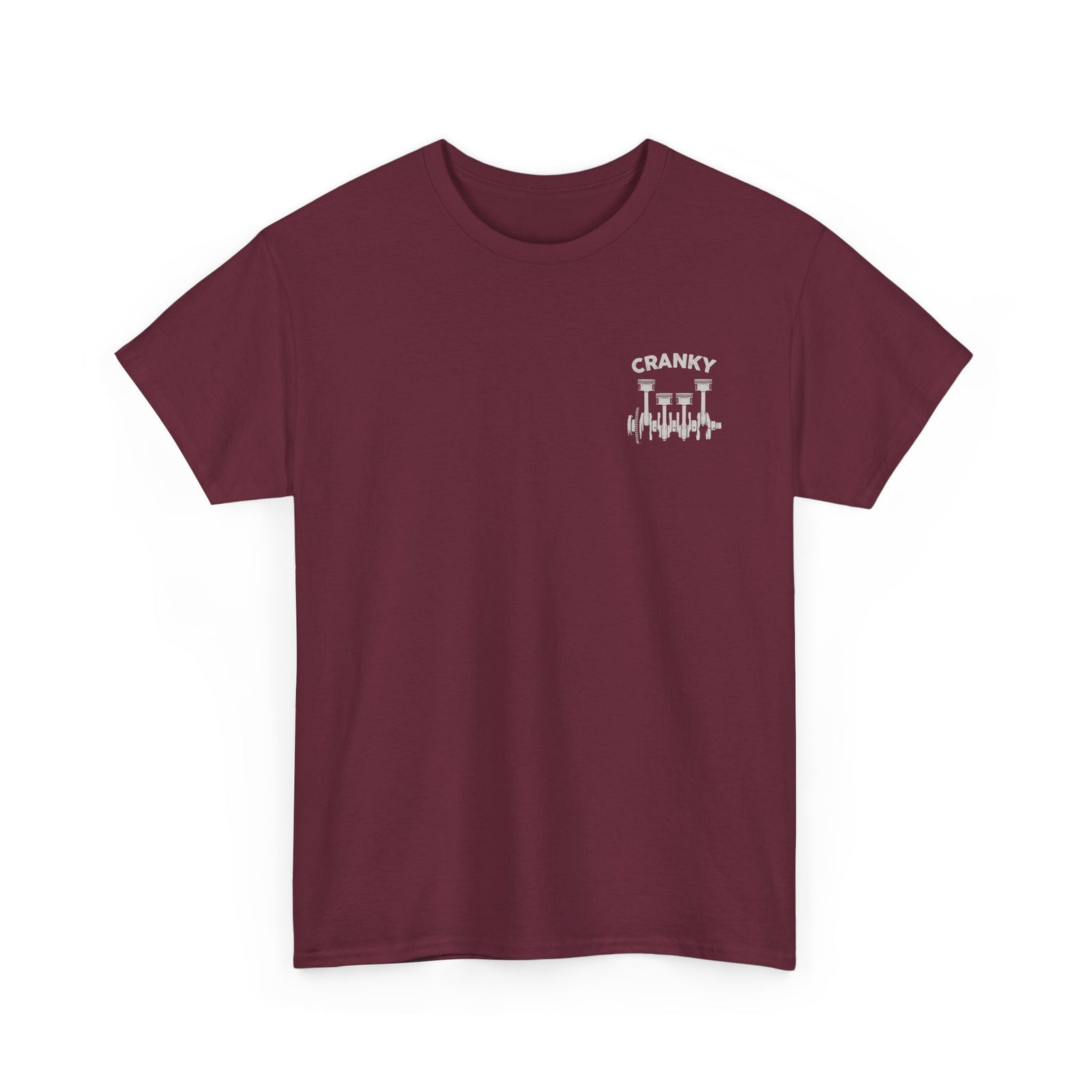 Cranky Minimalist Mechanic T-Shirt | Small Chest Print Crankshaft Tee