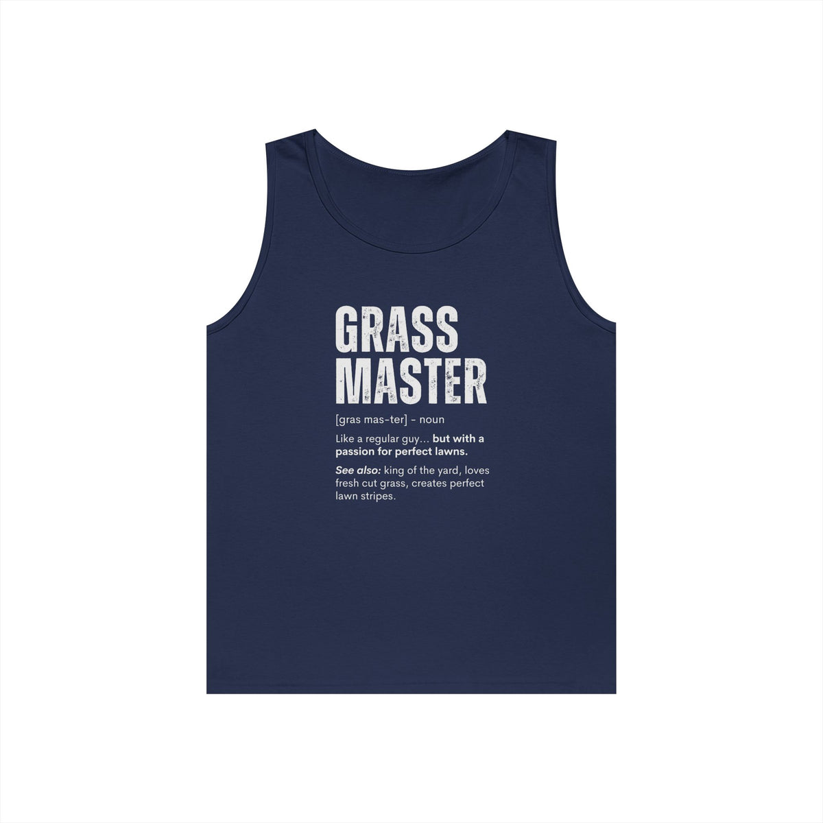 Grass Master Tank Top for Men, Funny Lawn Care Definition Sleeveless Shirt, Mowing Gift, Yard Work Singlet