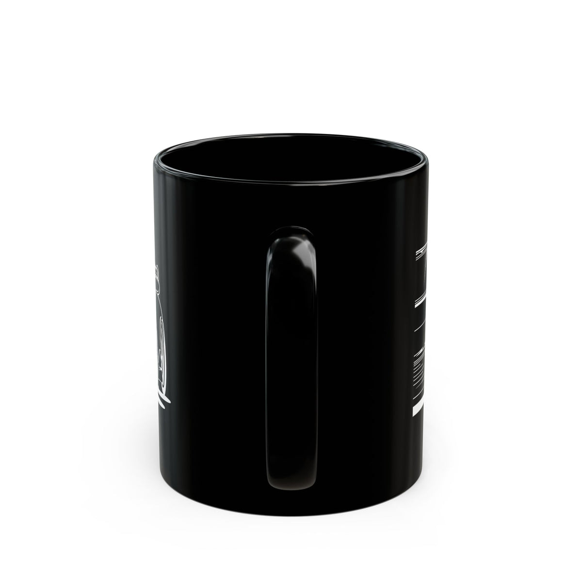 JDM Rotary Coffee Mug - 11oz black coffee mug, handle facing front