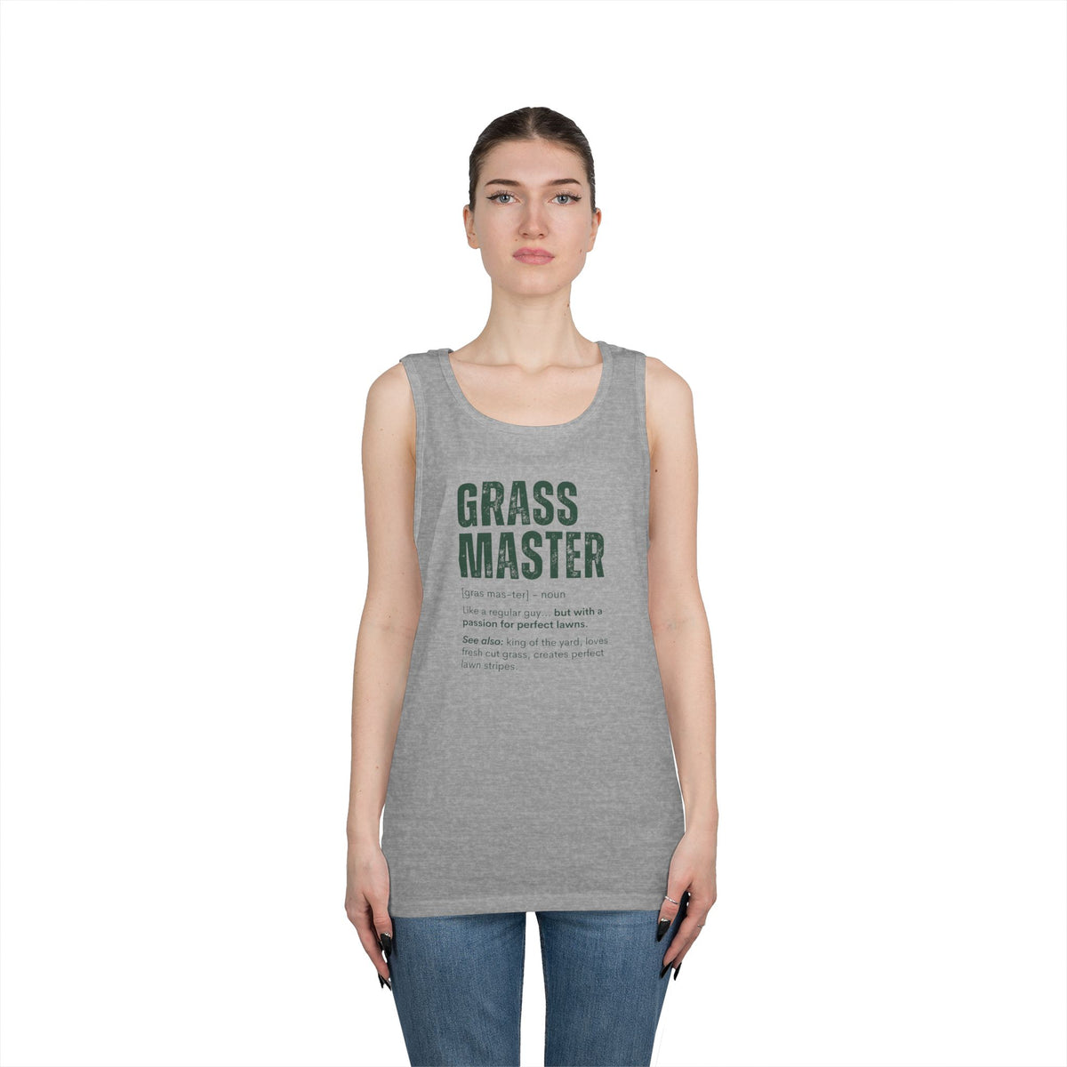 Grass Master Tank Top for Men, Funny Lawn Care Definition Sleeveless Shirt, Mowing Gift, Yard Work Singlet