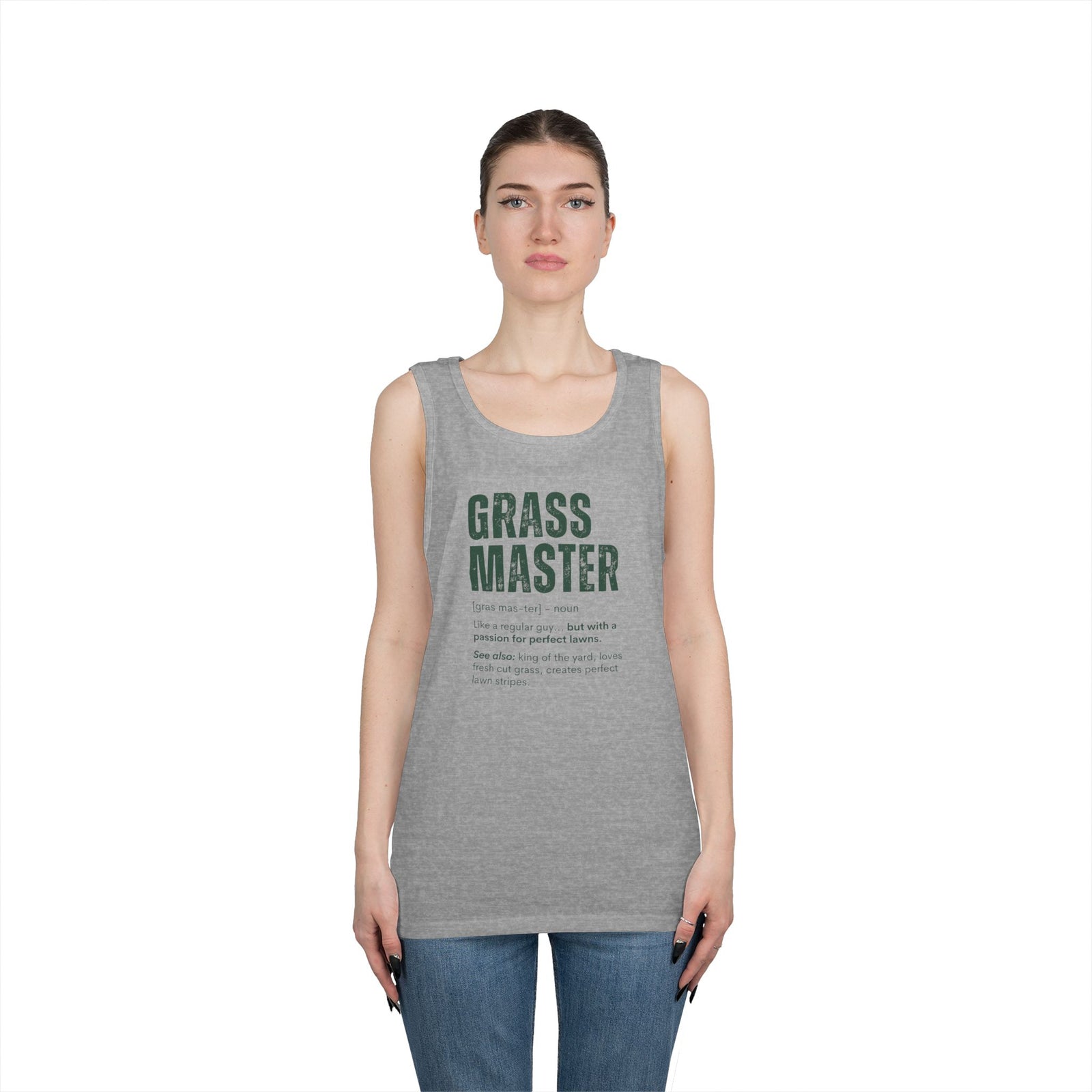 Grass Master Tank Top for Men, Funny Lawn Care Definition Sleeveless Shirt, Mowing Gift, Yard Work Singlet