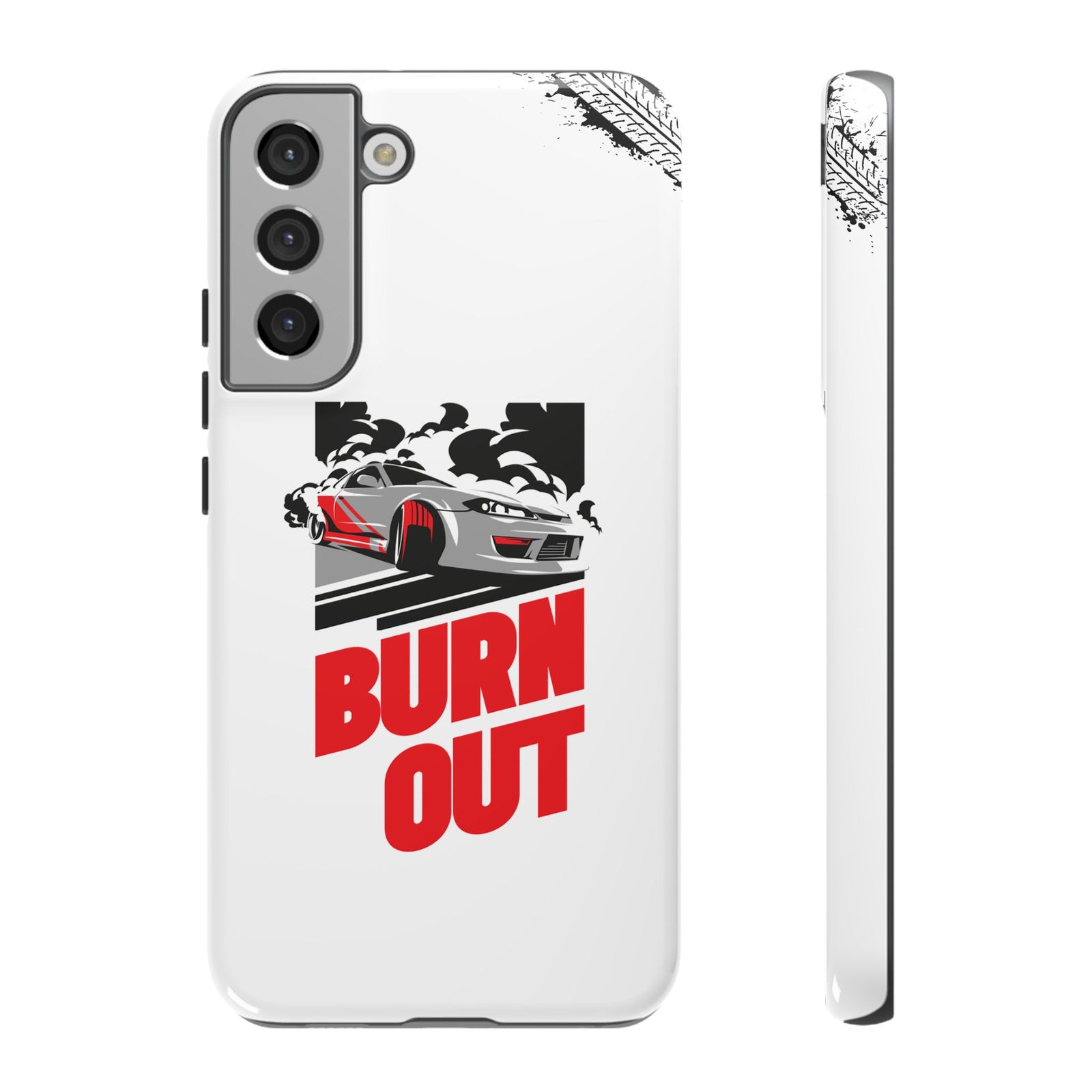 JDM Burnout Tough Car Phone Case - Samsung Galaxy S22 Plus, glossy, front and side view