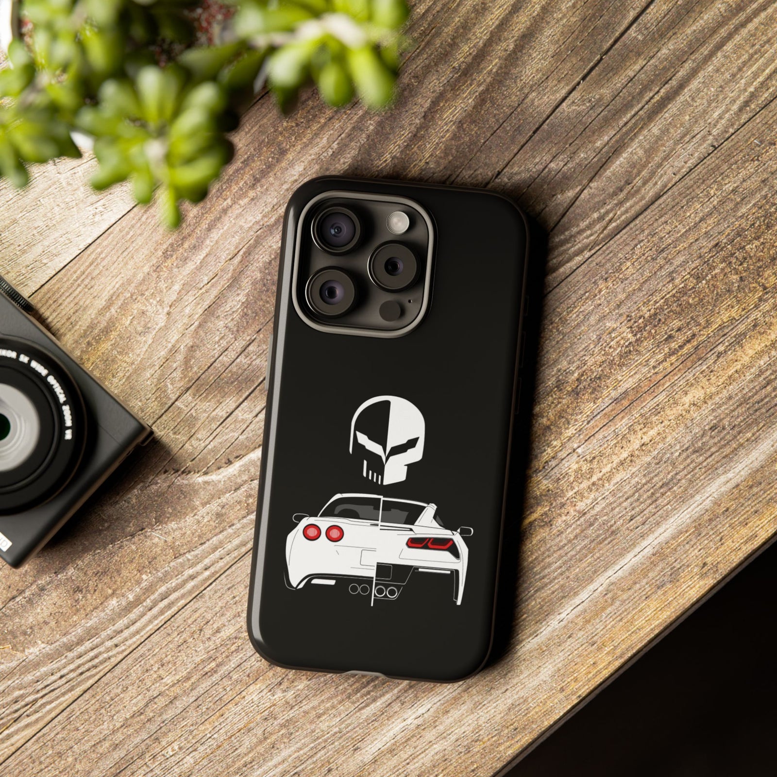 Corvette Punisher Skull Tough Phone Case | Muscle Car Guy Gift