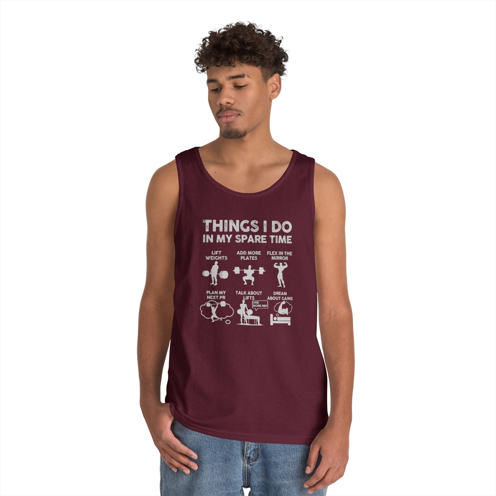 Gym Tank Top for Men, Funny Weightlifting Spare Time Sleeveless Shirt, Workout Lifting Gift, Bodybuilder Singlet
