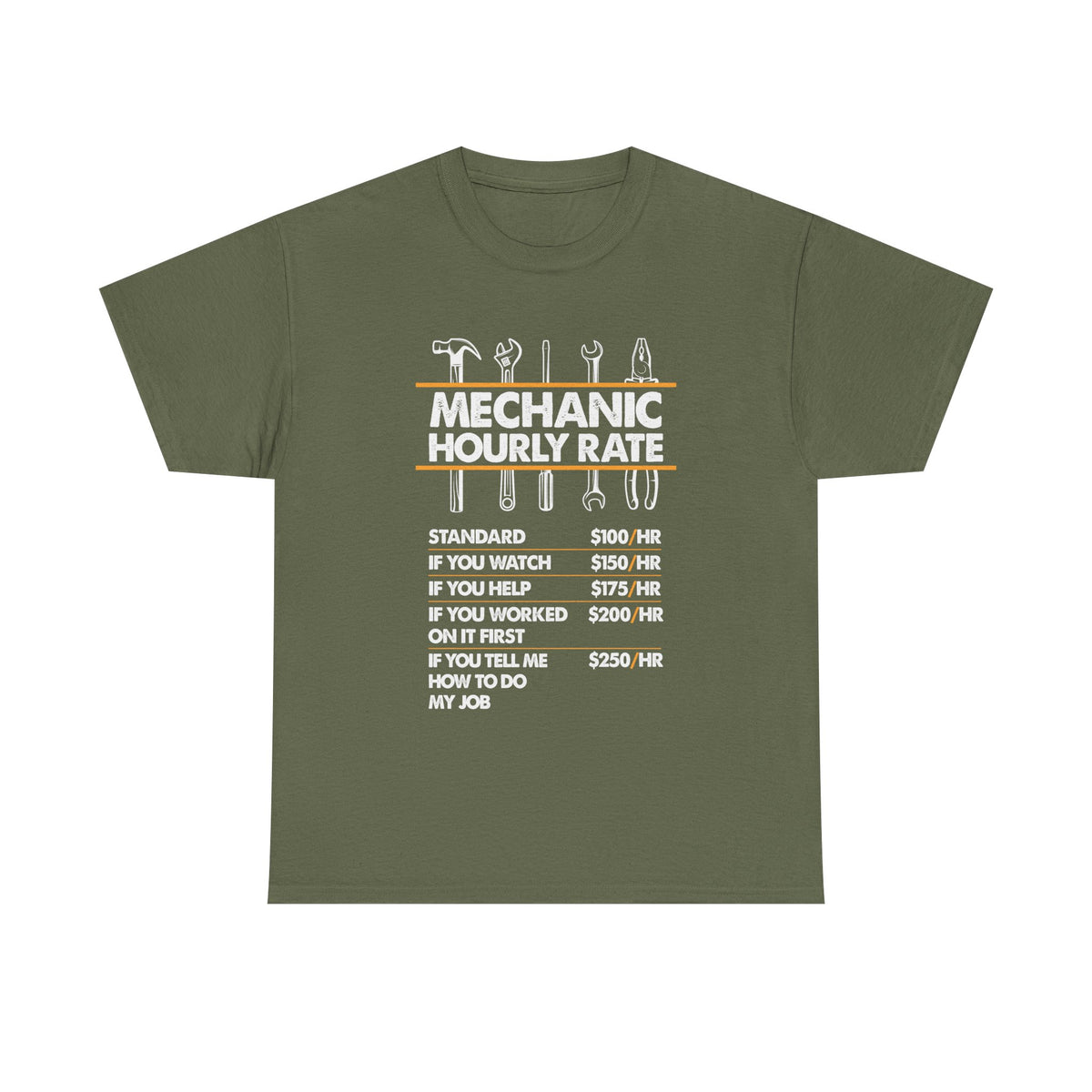 Mechanic Hour Rate T-Shirt | Funny Car Guy Mechanic Tee