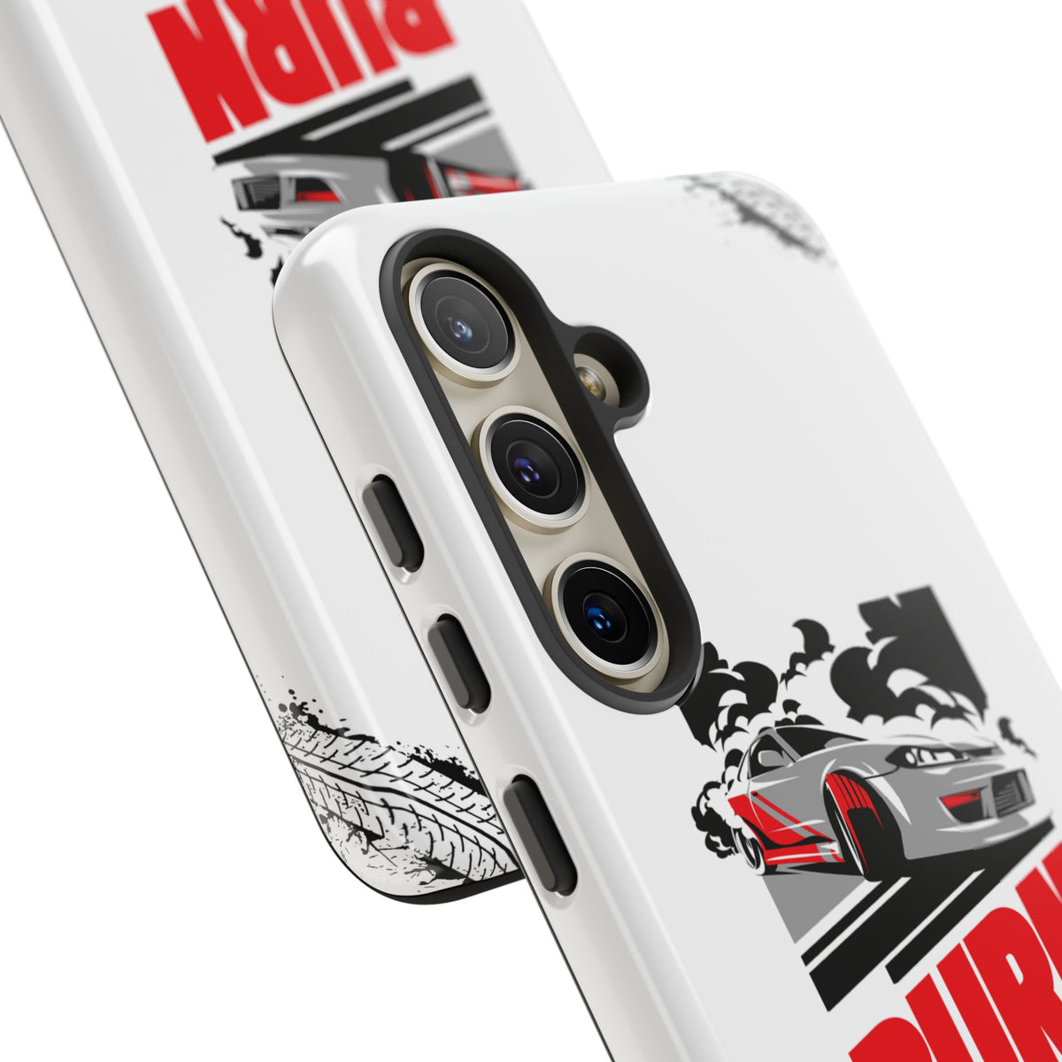 JDM Burnout Tough Car Phone Case - Samsung Galaxy S24, glossy, camera cutout close-up