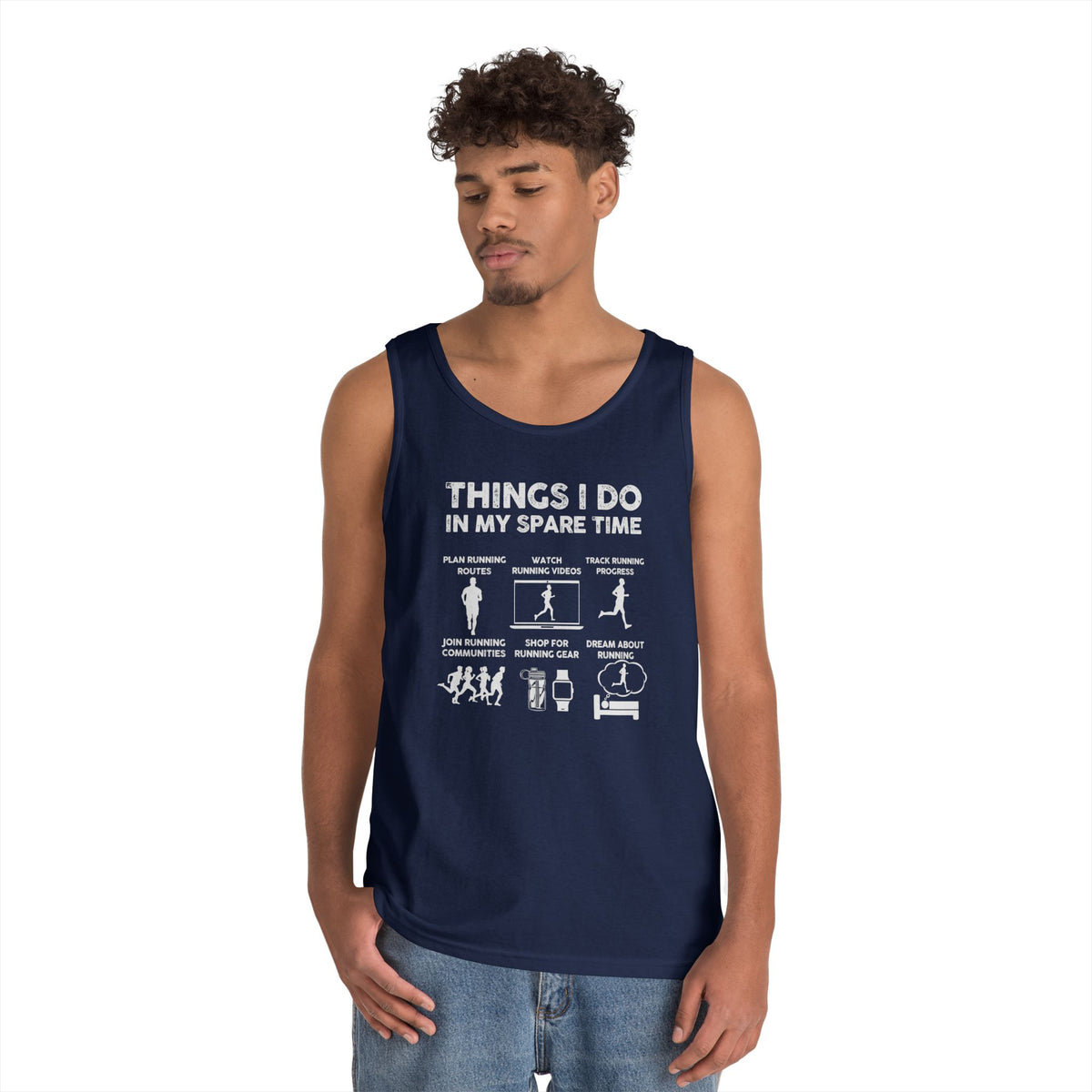 Funny Running Tank Top for Men, Things I Do In My Spare Time Sleeveless Shirt, Marathon Runner Gift, Gym Workout Singlet
