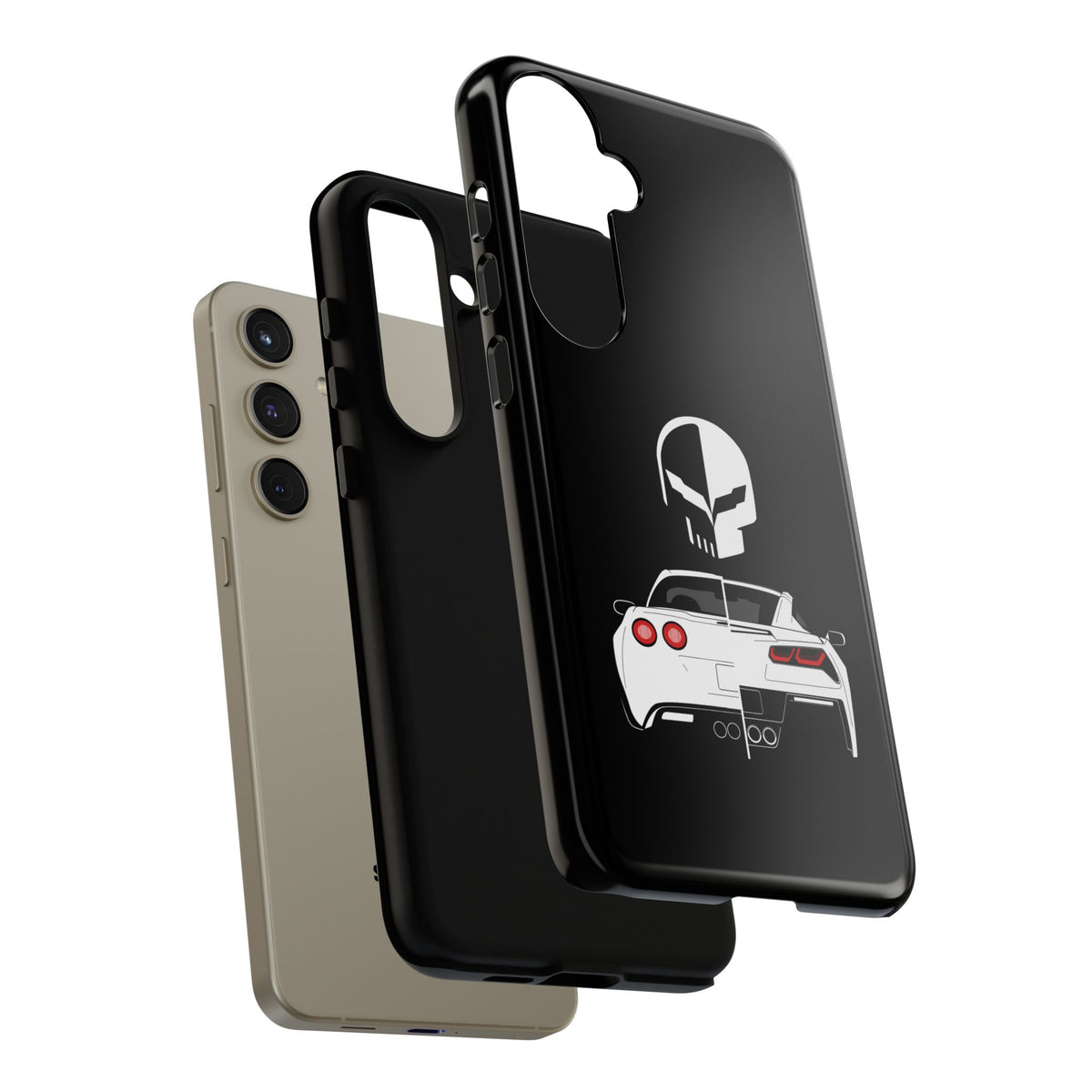 Corvette Punisher Skull Tough Phone Case | Muscle Car Guy Gift