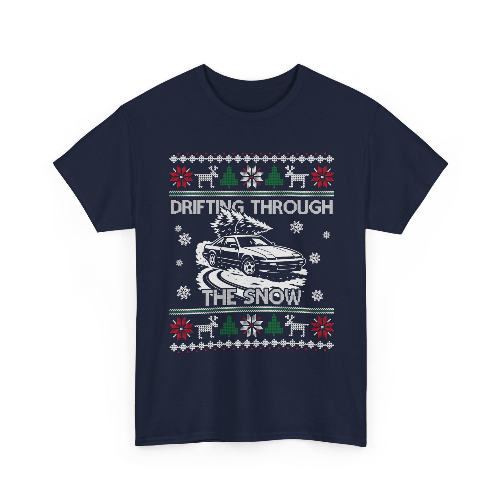 Drifting Through the Snow Ugly Christmas Shirt, Holiday Gift Tee, Christmas Party, JDM Drift Car Guy T-Shirt