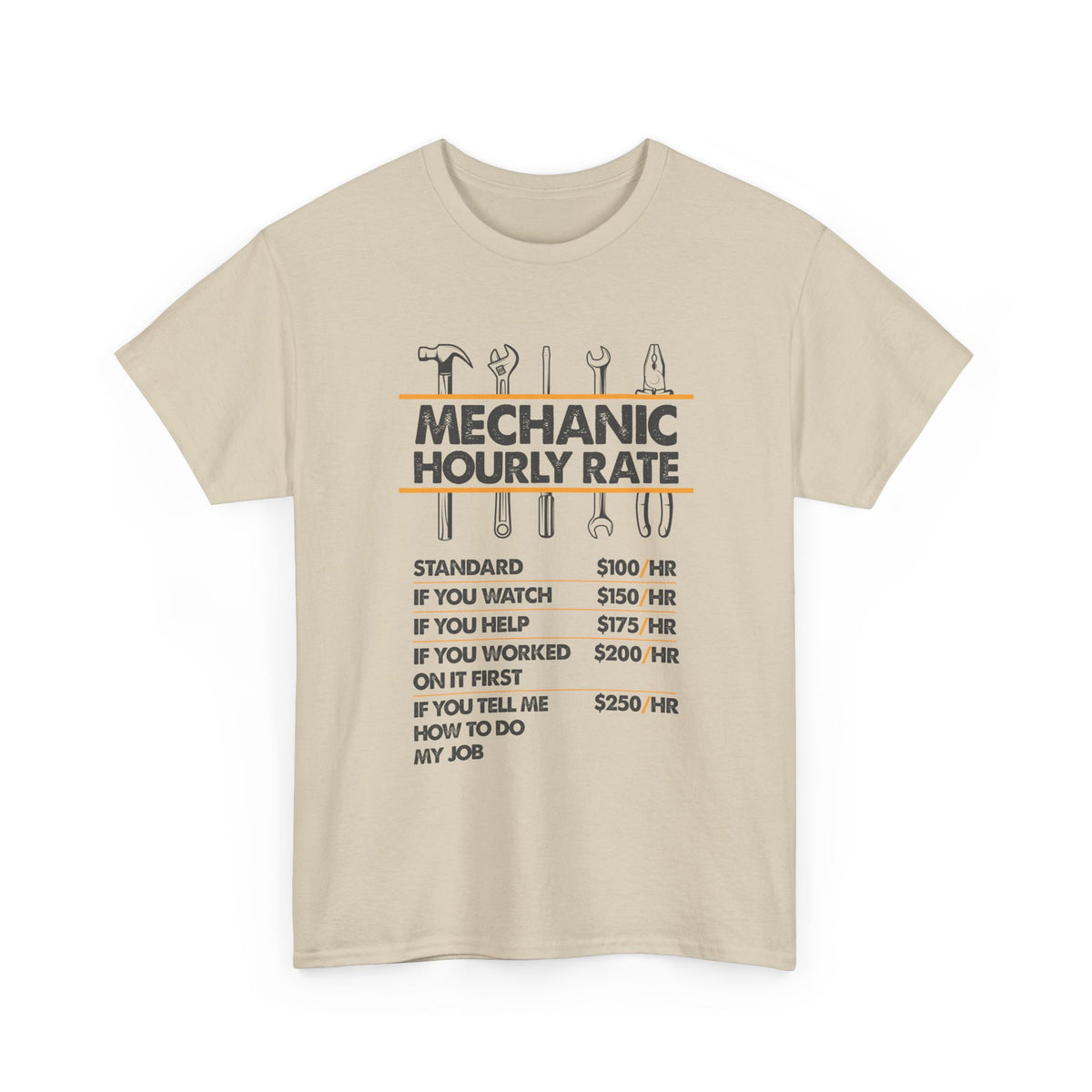 Mechanic Hour Rate T-Shirt | Funny Car Guy Mechanic Tee