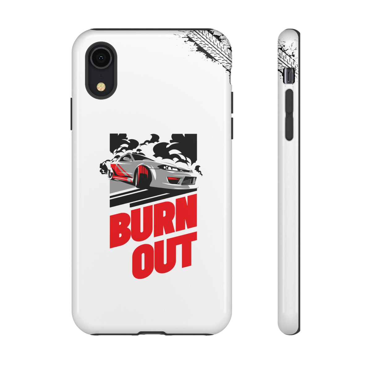 JDM Burnout Tough Car Phone Case - iPhone XR, glossy, front and side view