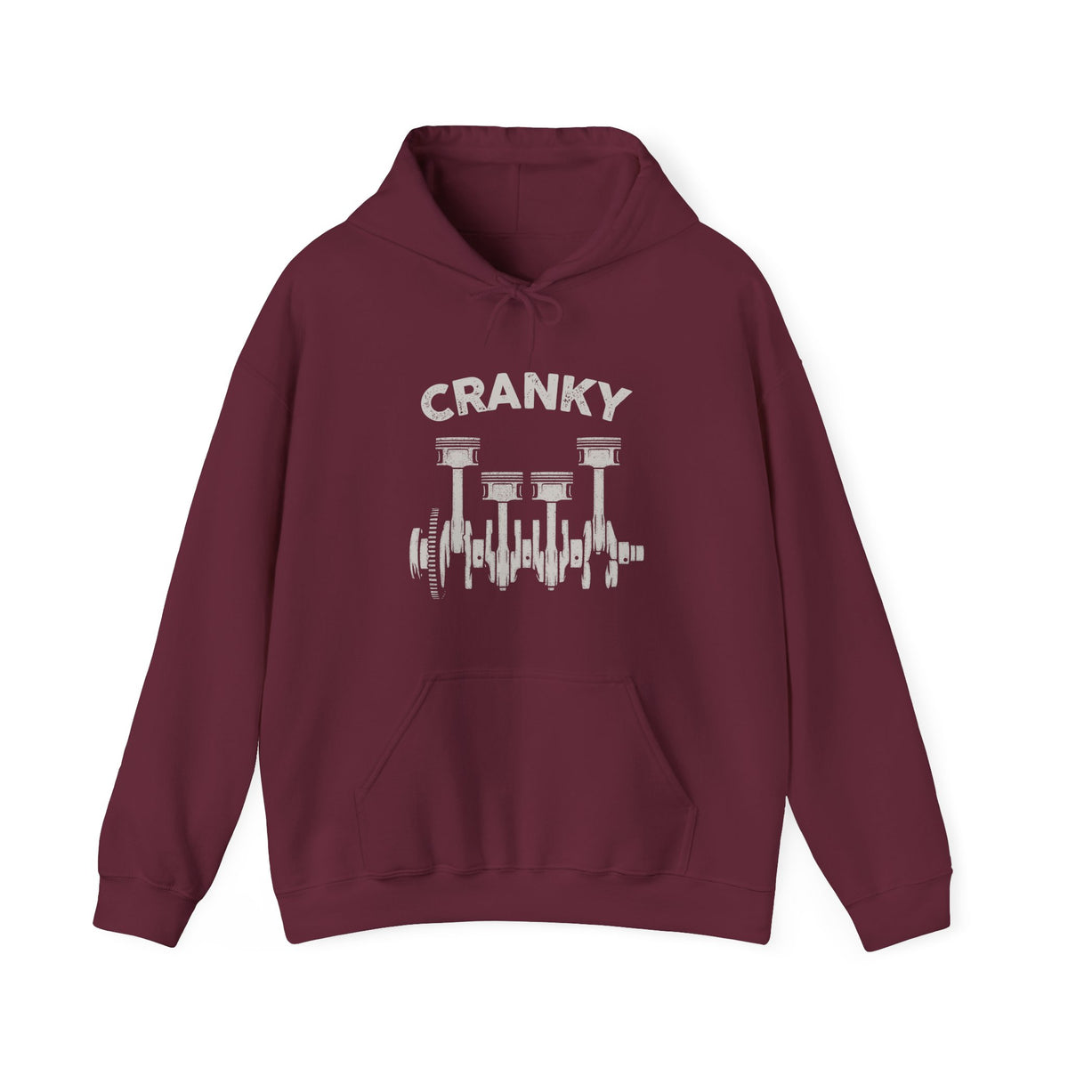 Man wearing Cranky Mechanic Hoodie - funny car enthusiast gift for mechanics