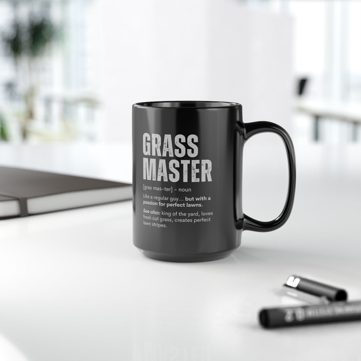 Grass Master definition mug - lawn care humor design - funny gift for lawn enthusiast