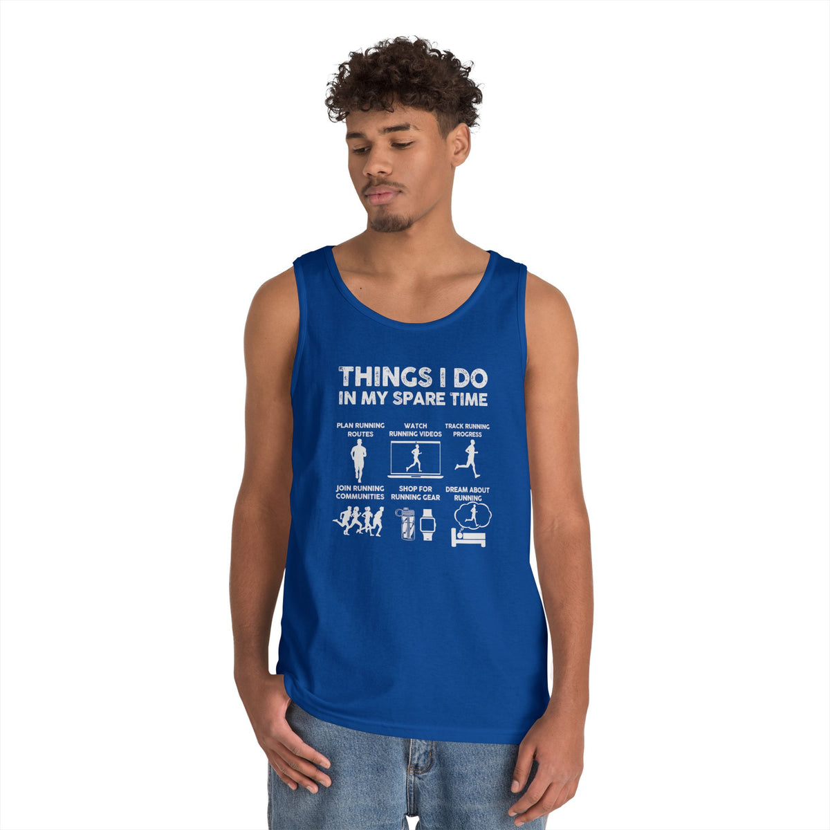 Funny Running Tank Top for Men, Things I Do In My Spare Time Sleeveless Shirt, Marathon Runner Gift, Gym Workout Singlet