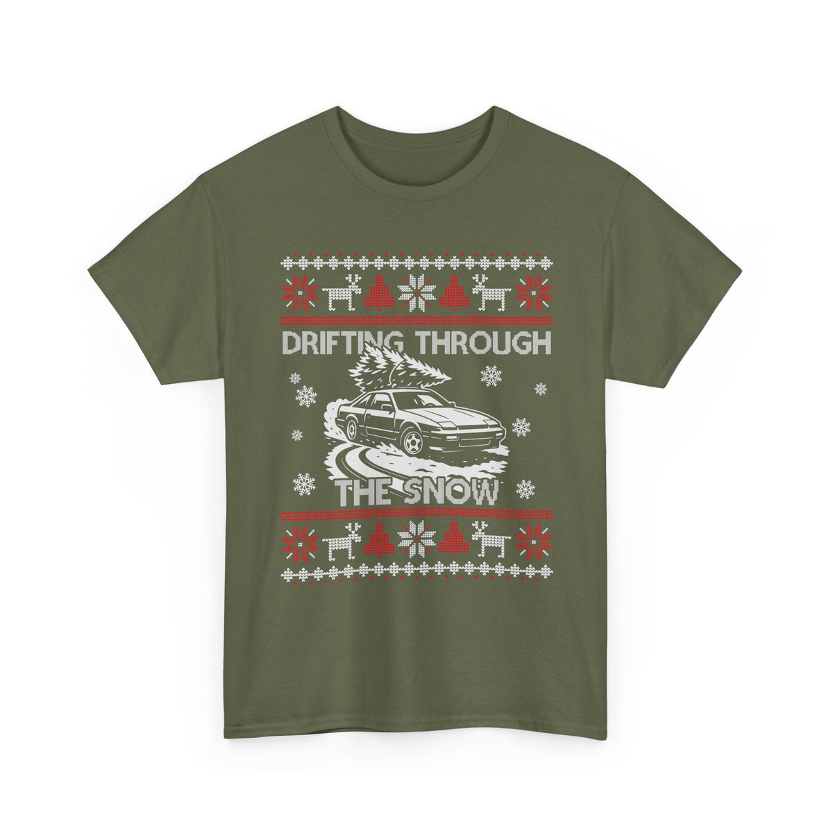 Drifting Through the Snow Ugly Christmas Shirt, Holiday Gift Tee, Christmas Party, JDM Drift Car Guy T-Shirt