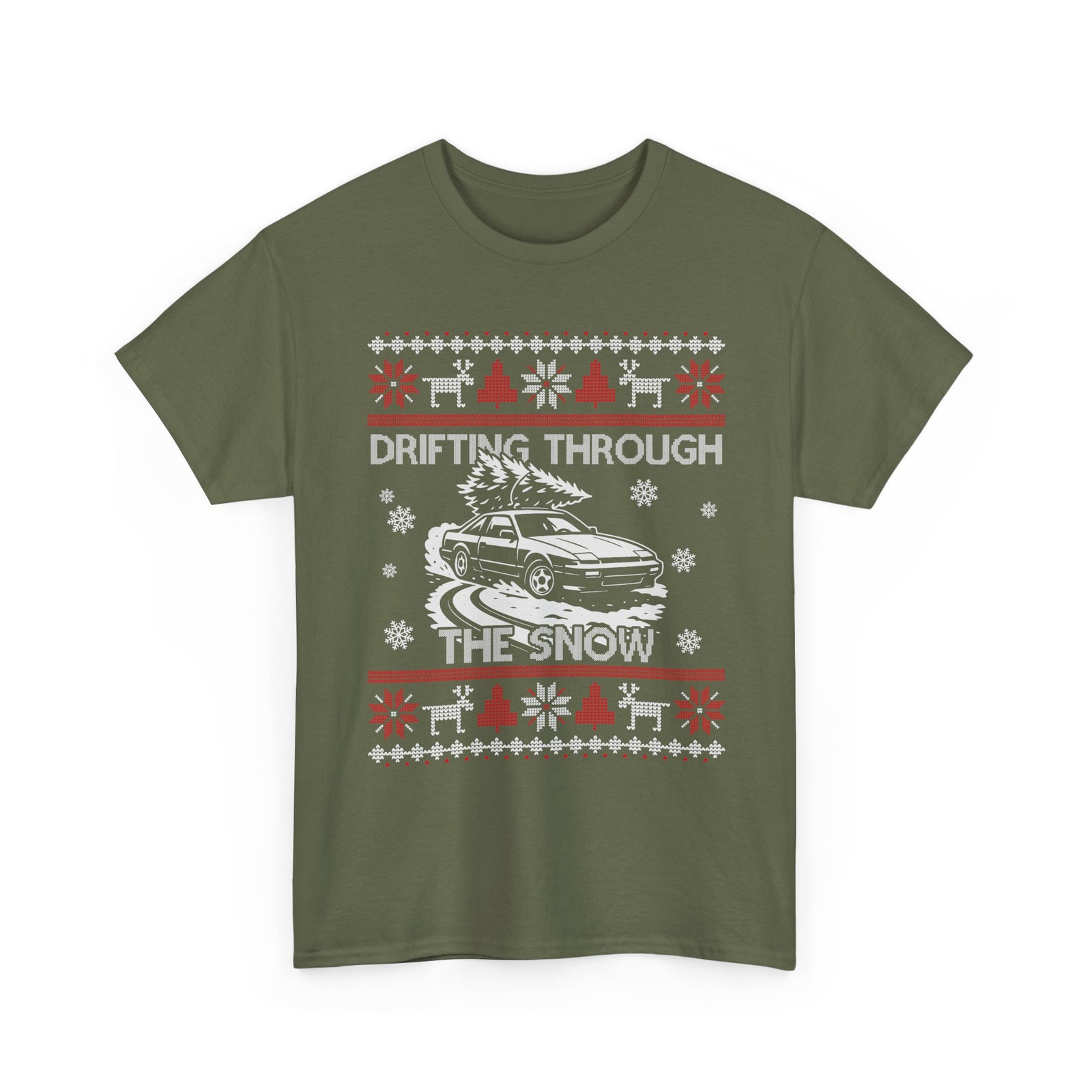 Drifting Through the Snow Ugly Christmas Shirt, Holiday Gift Tee, Christmas Party, JDM Drift Car Guy T-Shirt