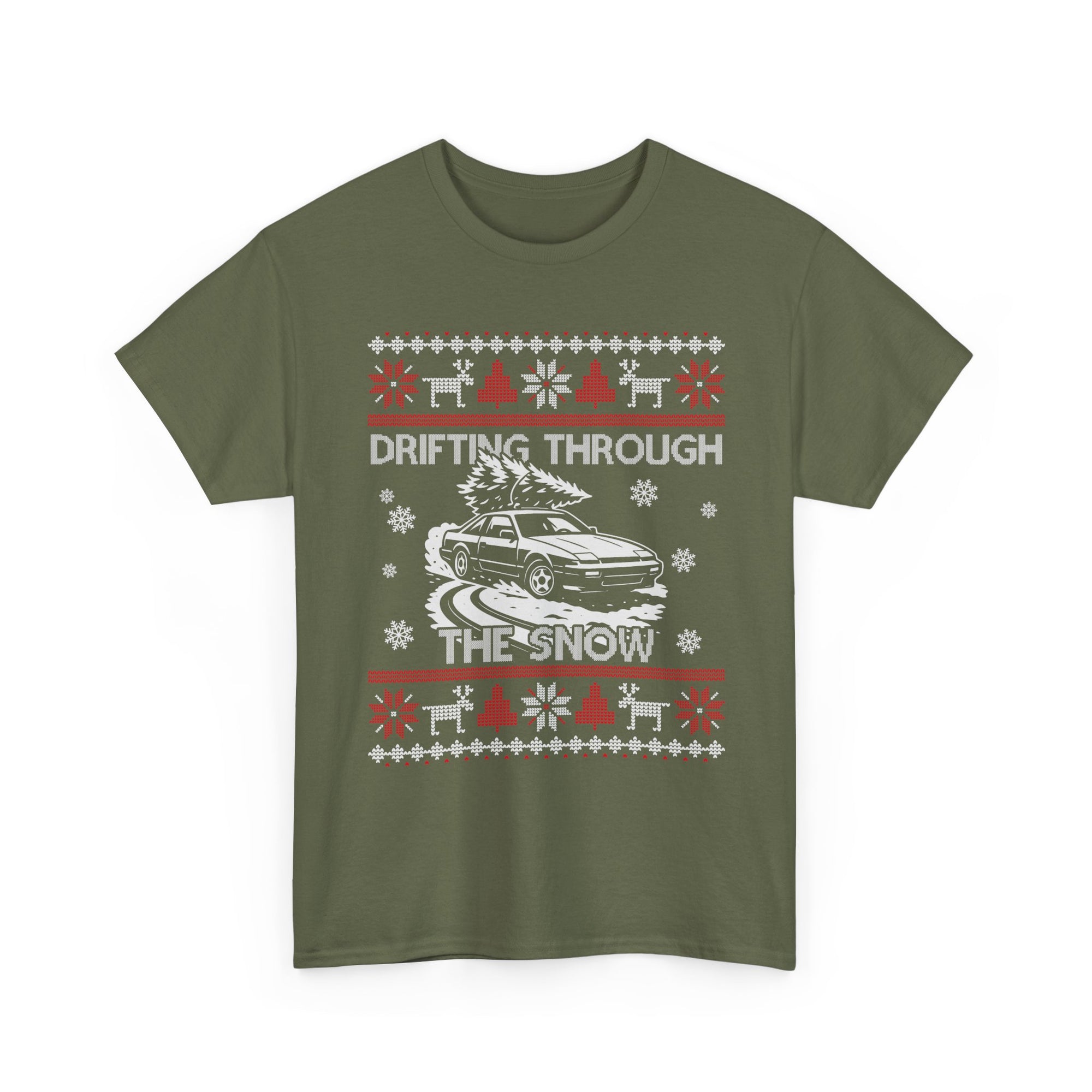 Drifting Through the Snow Ugly Christmas Shirt, Holiday Gift Tee, Christmas Party, JDM Drift Car Guy T-Shirt