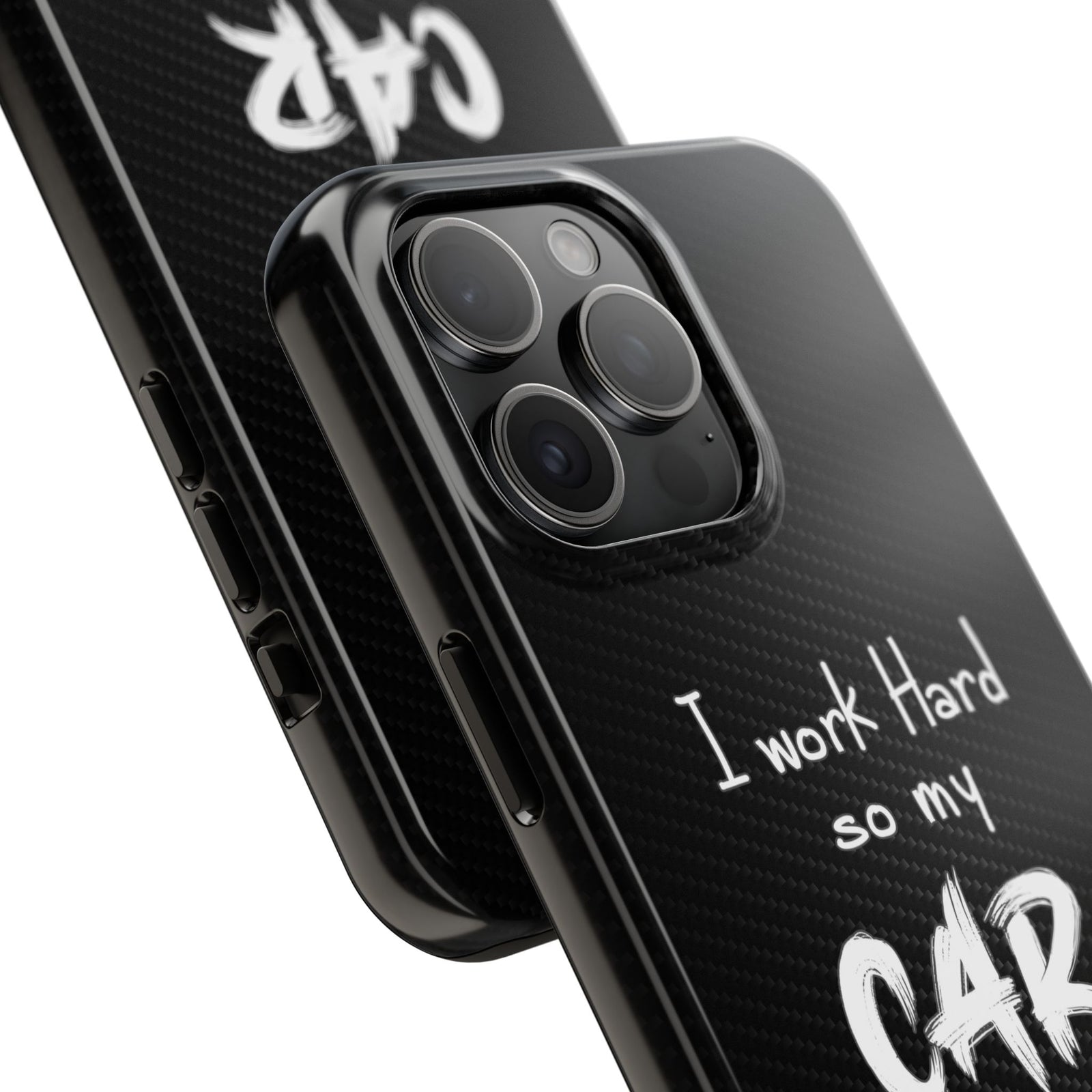 Working Hard For My Car Tough Phone Case - iPhone 15 Pro Max, camera cutout close-up