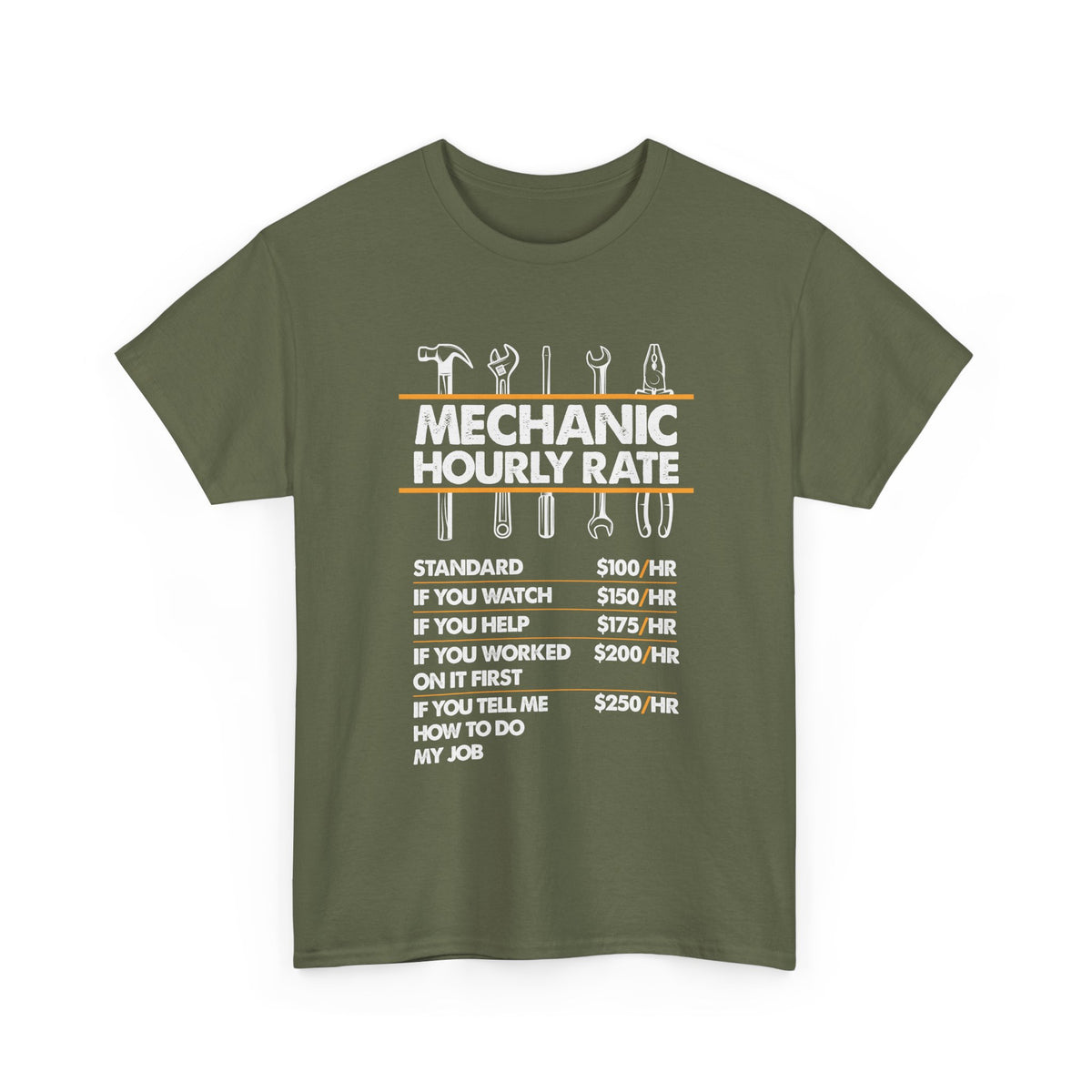 Mechanic Hour Rate T-Shirt | Funny Car Guy Mechanic Tee