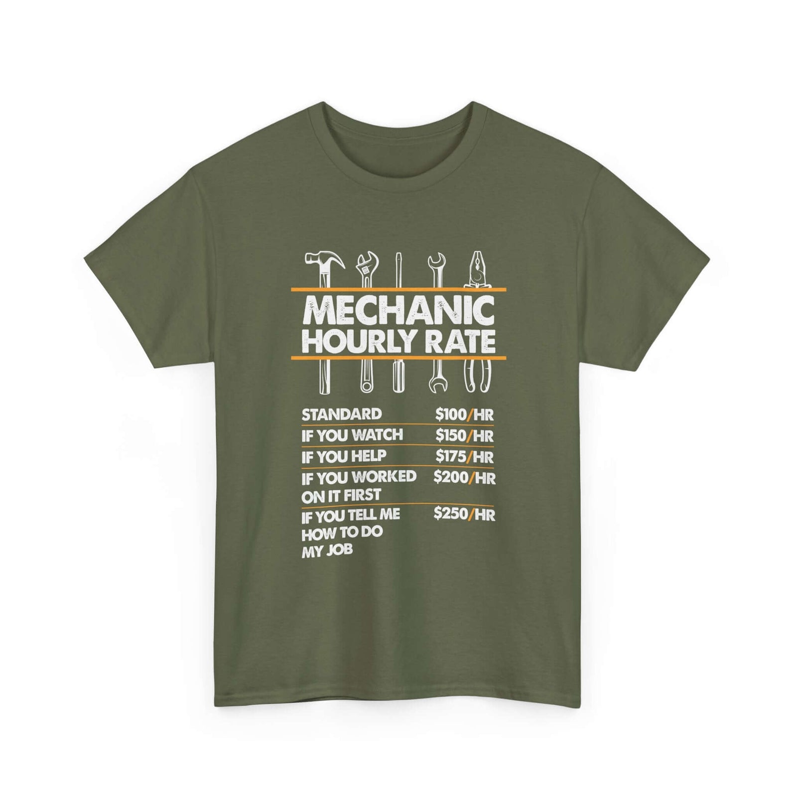 Mechanic Hour Rate T-Shirt | Funny Car Guy Mechanic Tee