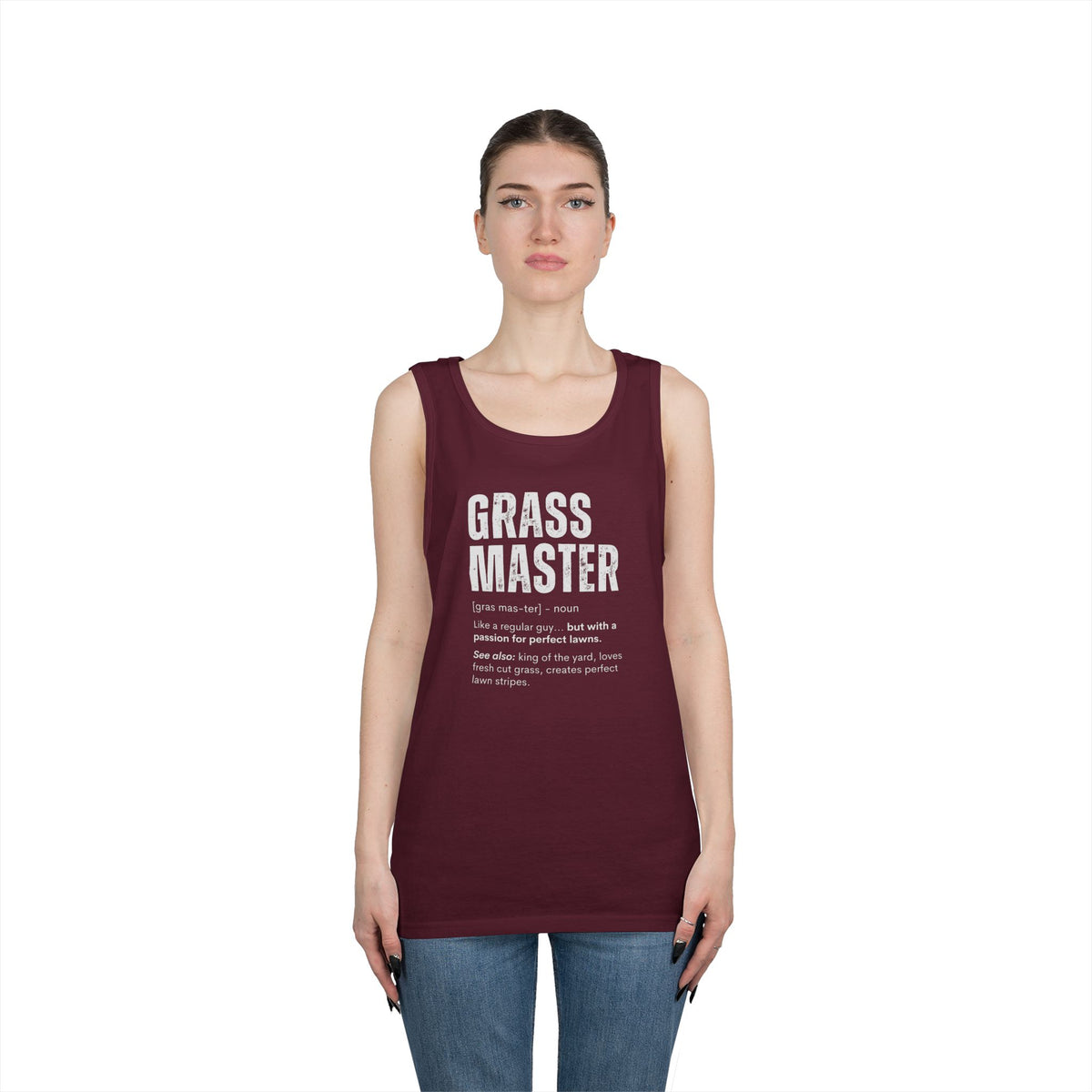 Grass Master Tank Top for Men, Funny Lawn Care Definition Sleeveless Shirt, Mowing Gift, Yard Work Singlet