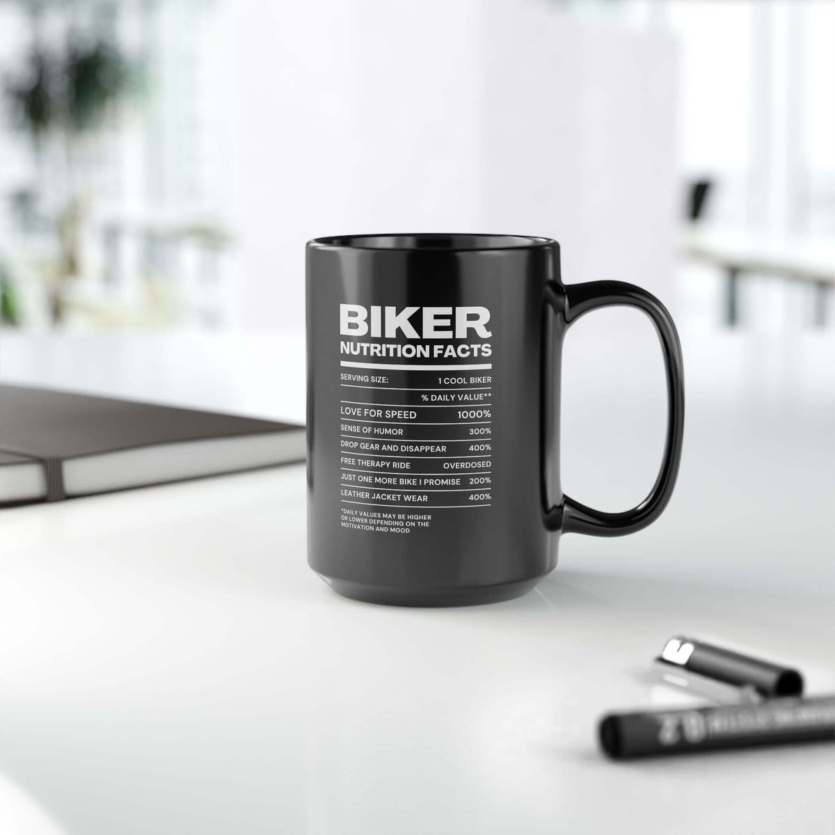 Biker Nutrition Facts Coffee Mug mug design - petrolhead gift