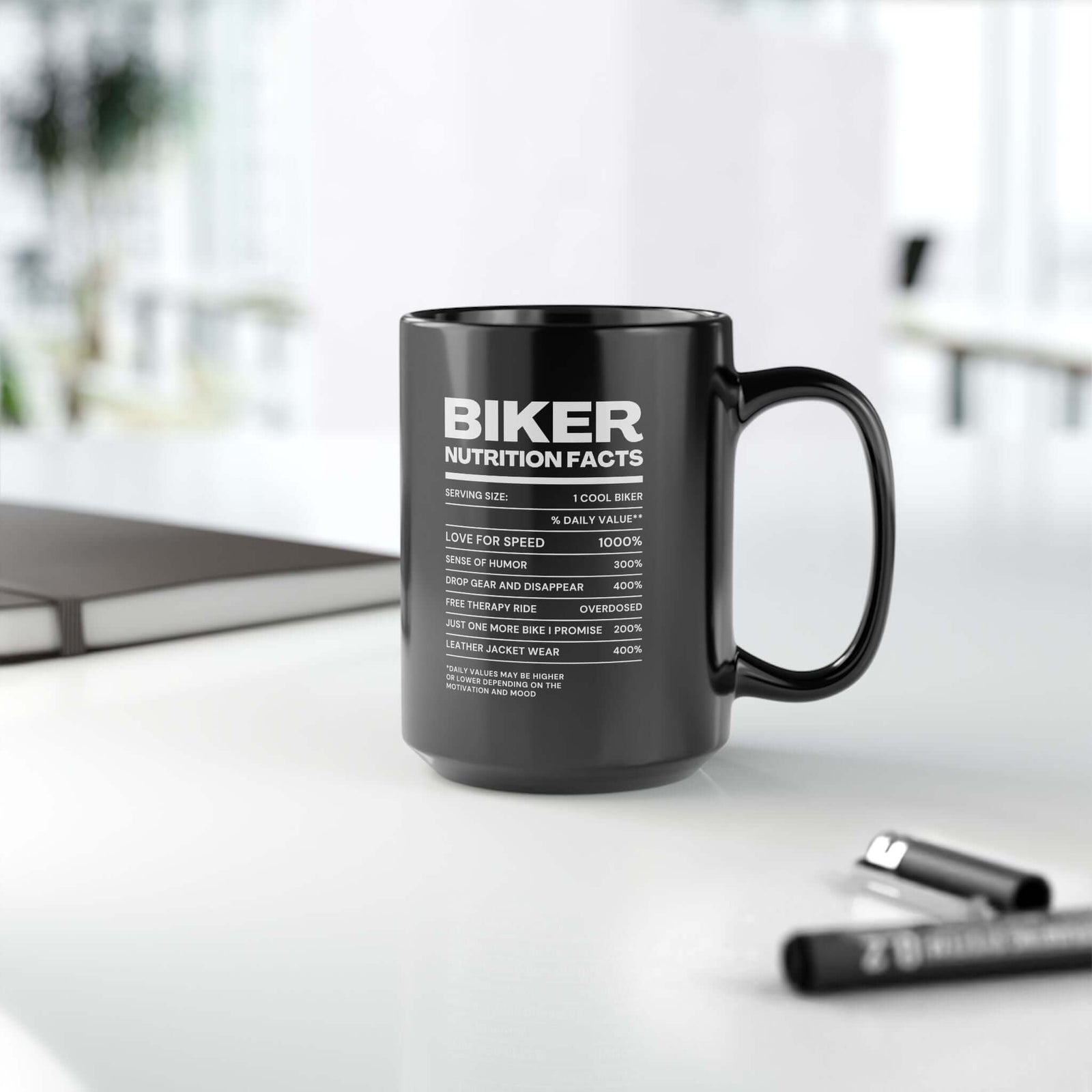 Biker Nutrition Facts Coffee Mug mug design - petrolhead gift